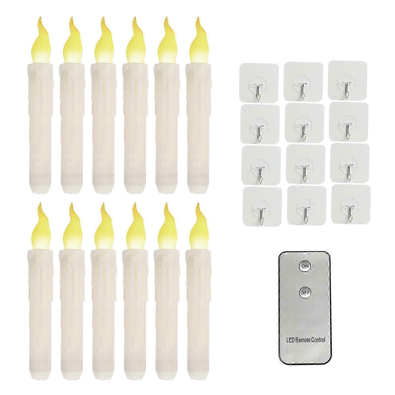 12 Pcs Hanging LED Floating Candles with Remote Control, Taper Candles Decor for Party, Birthday