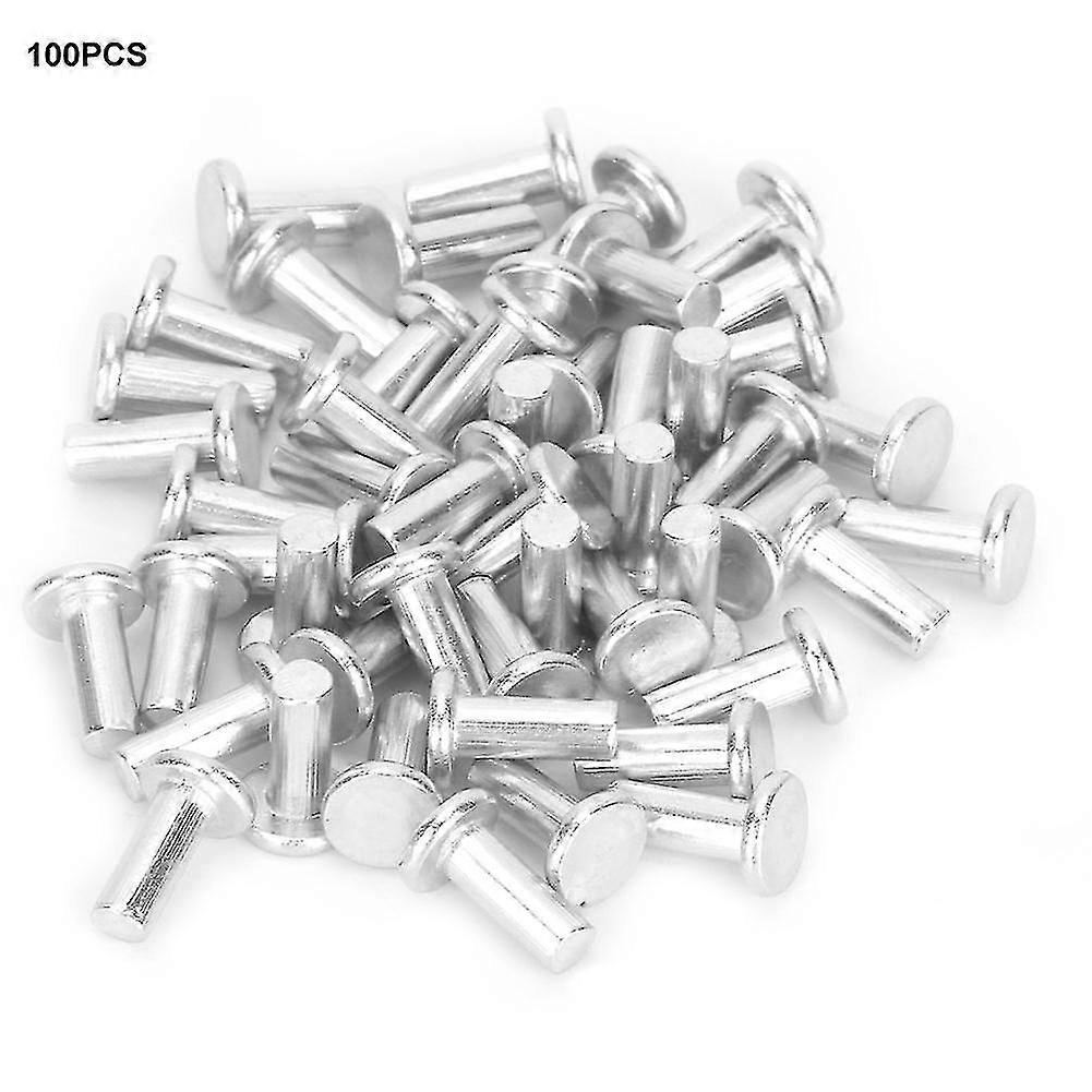100pcs M4 Flat Head Solid Rivets Gb867 Aluminum Fasteners for DIY Projects