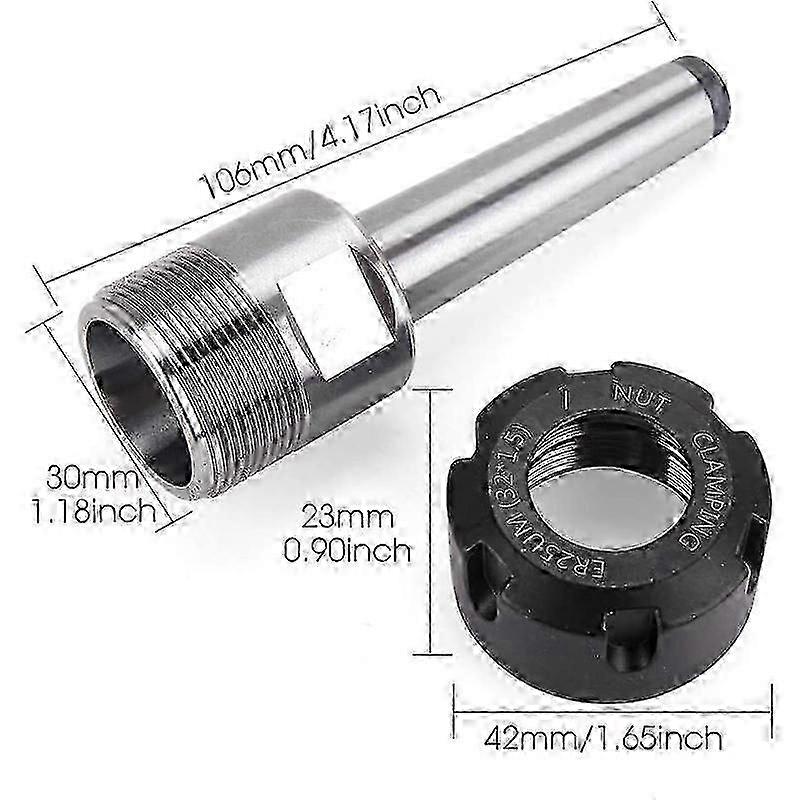 ER25 Collet Set Chuck with MT2 ER25 M10 Motor Extension Rod Edition 0724