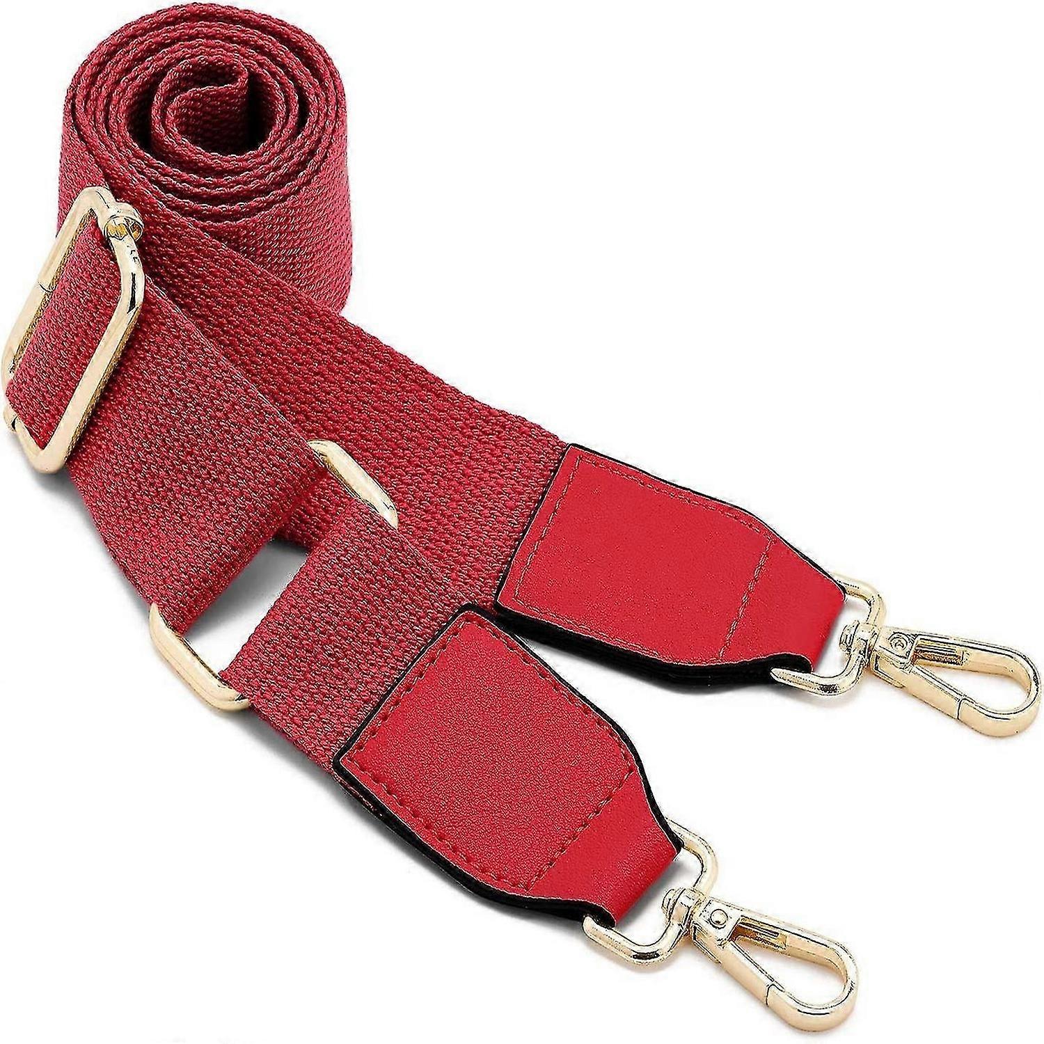 レディース ワイドショルダーバッグストラップ 調節可能な交換用レザーロングショルダーストラップ（レッド）