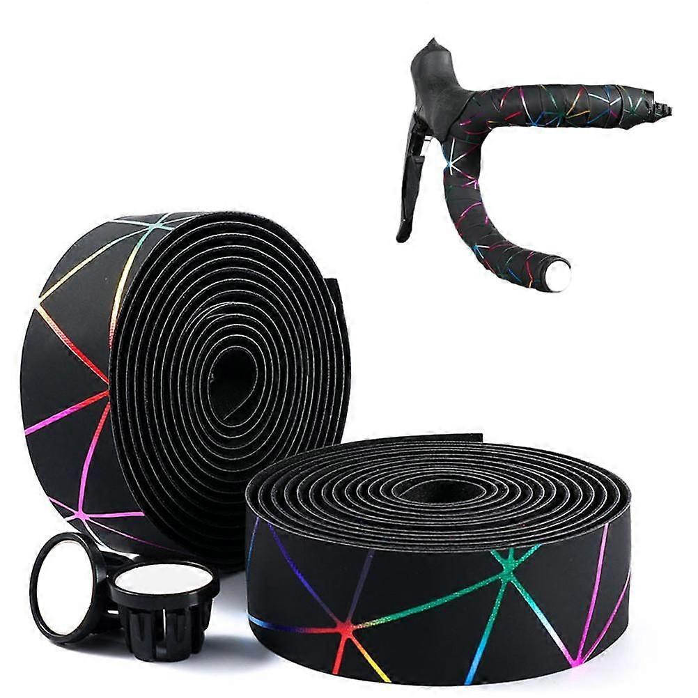 2Pcs Bike Handlebar Tape Colorful Lines Handle Bar Tape Anti Slip Cycling Handle Wraps Road Bike Handlebar Tape
