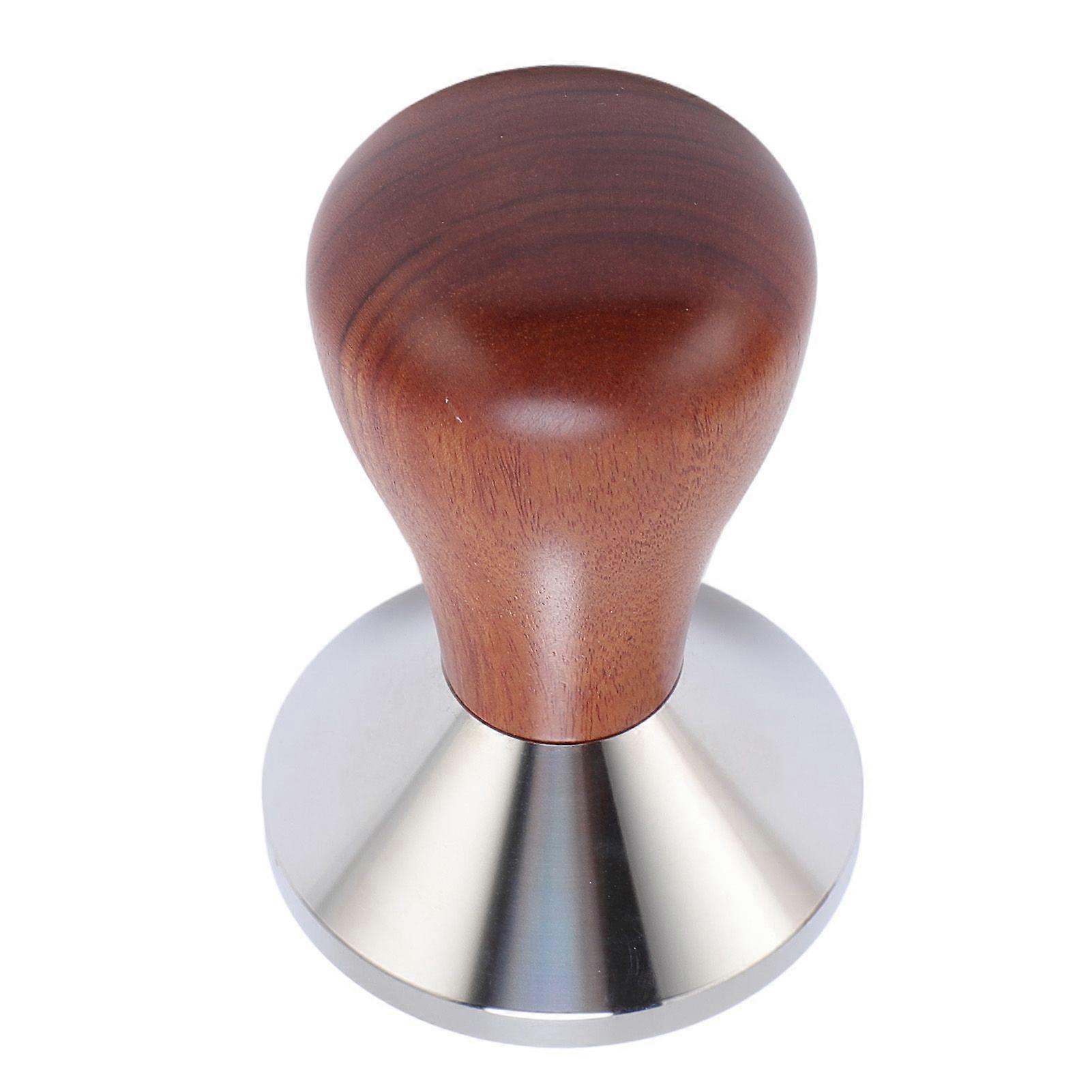 Coffee Tamper Ergonomic Wood Handle Easy to Clean 304 Stainless Steel Threaded Base Coffee Powder Hammer 51MM Threaded Base