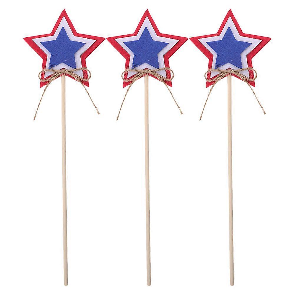 Star Wand Decoration Props 3Pcs In Assorted Color For Independence Day Parties With Patriotic Theme