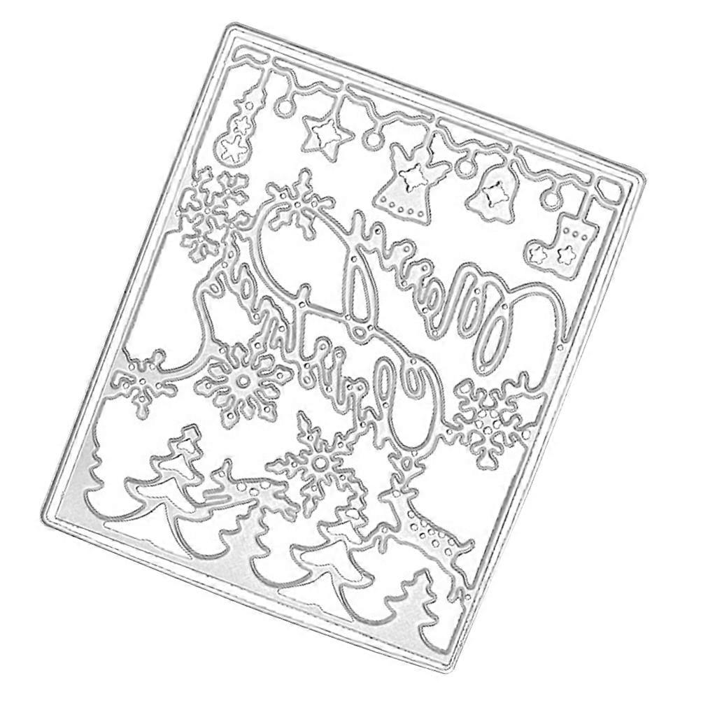 Scrapbook Die Cuts Christmas Tree Snowflake Embossing Plates Handwriting Decoration Carbon Steel White for 1Pack