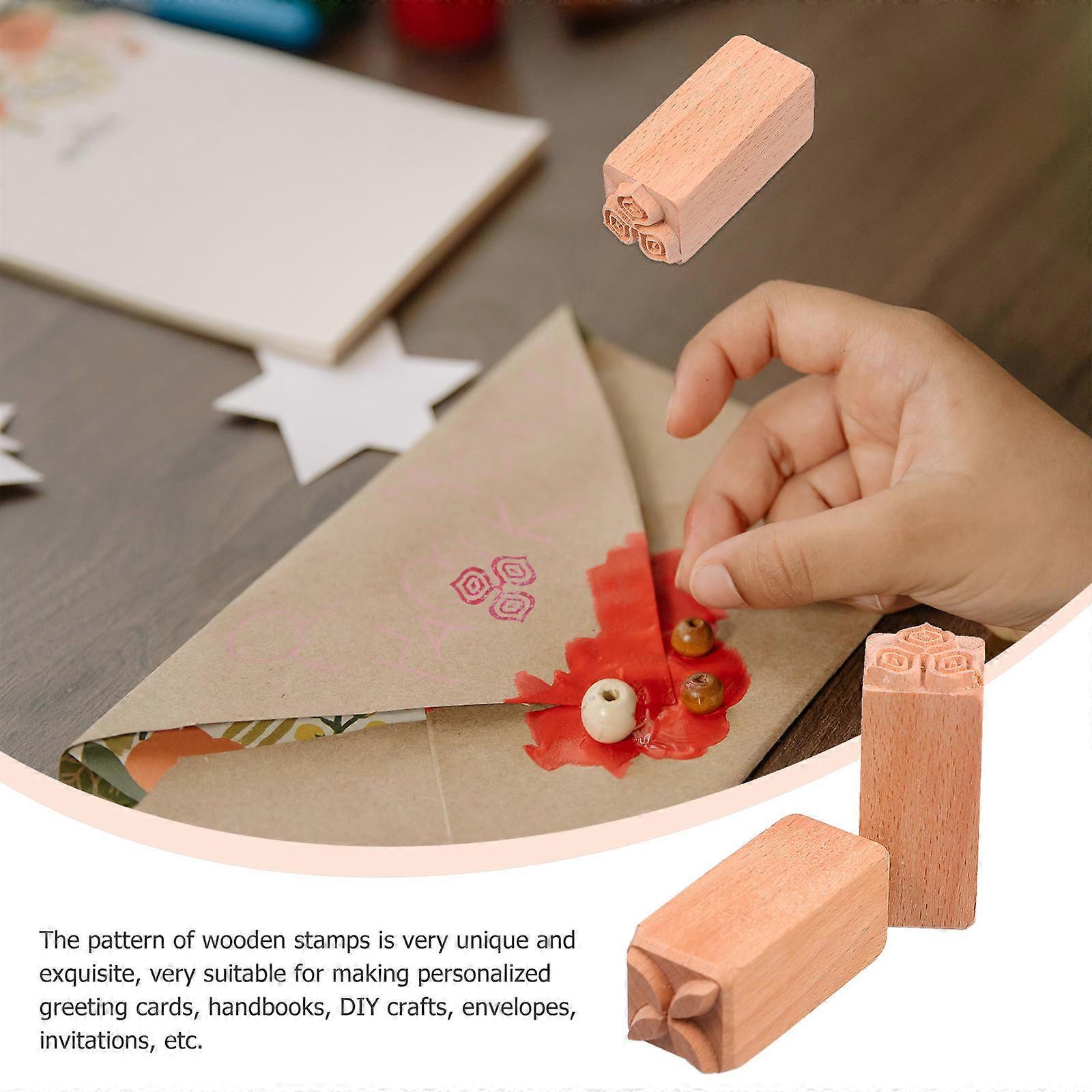 Chic Pattern Seal Wooden Stamp for Decor Use 2Pcs Set