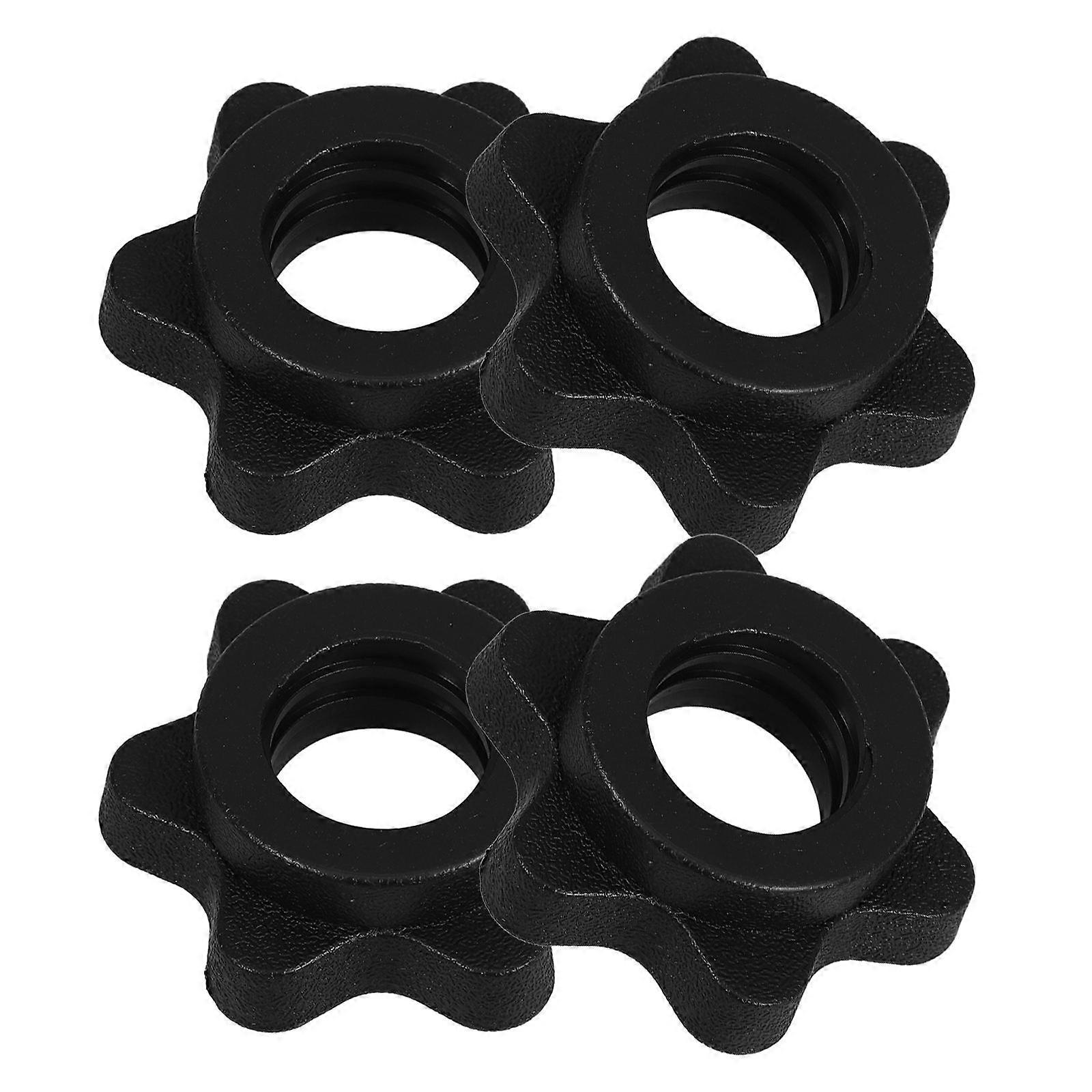 Barbell Security Nut Hexagonal Weightlifting Gym Training Black Plastic Self-Locking 4Set