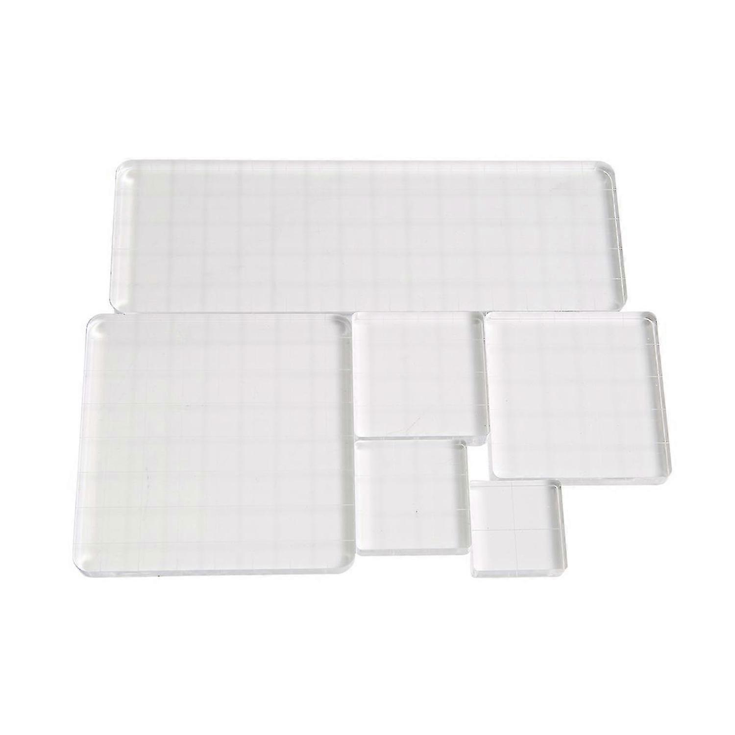 6 Pieces Stamp Blocks Acrylic Clear Stamping Blocks Tools with Grid Lines for Scrapbooking Crafts Ma
