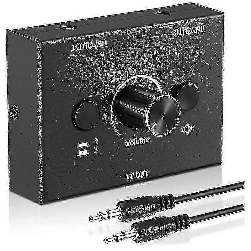 3.5mm Audio Switcher, 2 Input 1 Output/1 Input 2 Output Audio Splitter Switcher, Audio Switcher Box