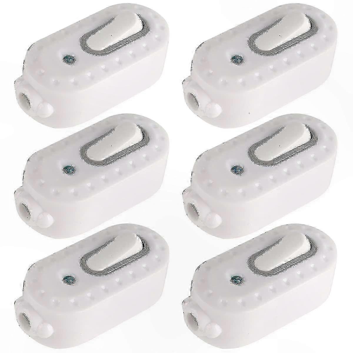 6-Pack Compact Toggle Switch with LED Indicator, 6A Plastic On/Off Cord Light Switch for Inline Use