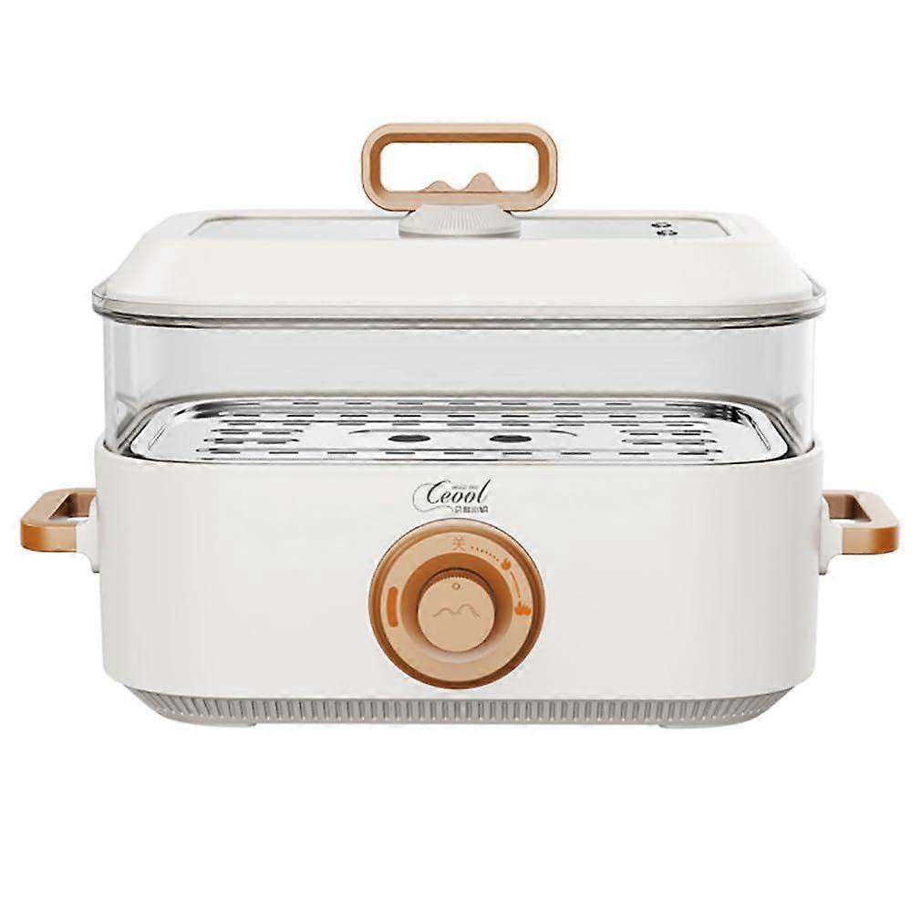 Electric Steaming Cooker 1350W 2Level Temp Control With Stainless Steel Steamers 5L NonStick Liner For Vegetables