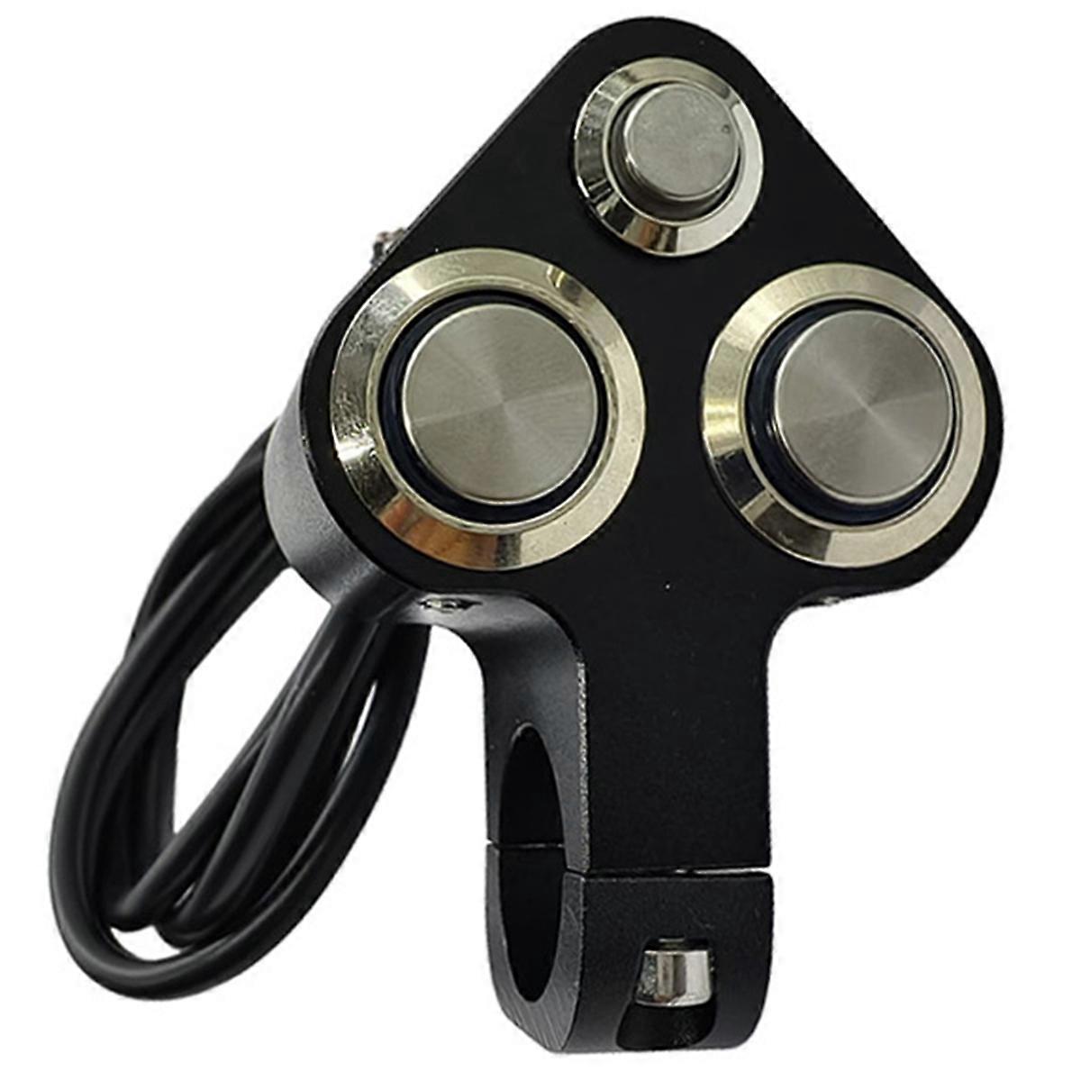 Motorcycle Universal Handlebar Switch LED Light Horn Motor Push 3 Functions Handlebar Switch Red Lig