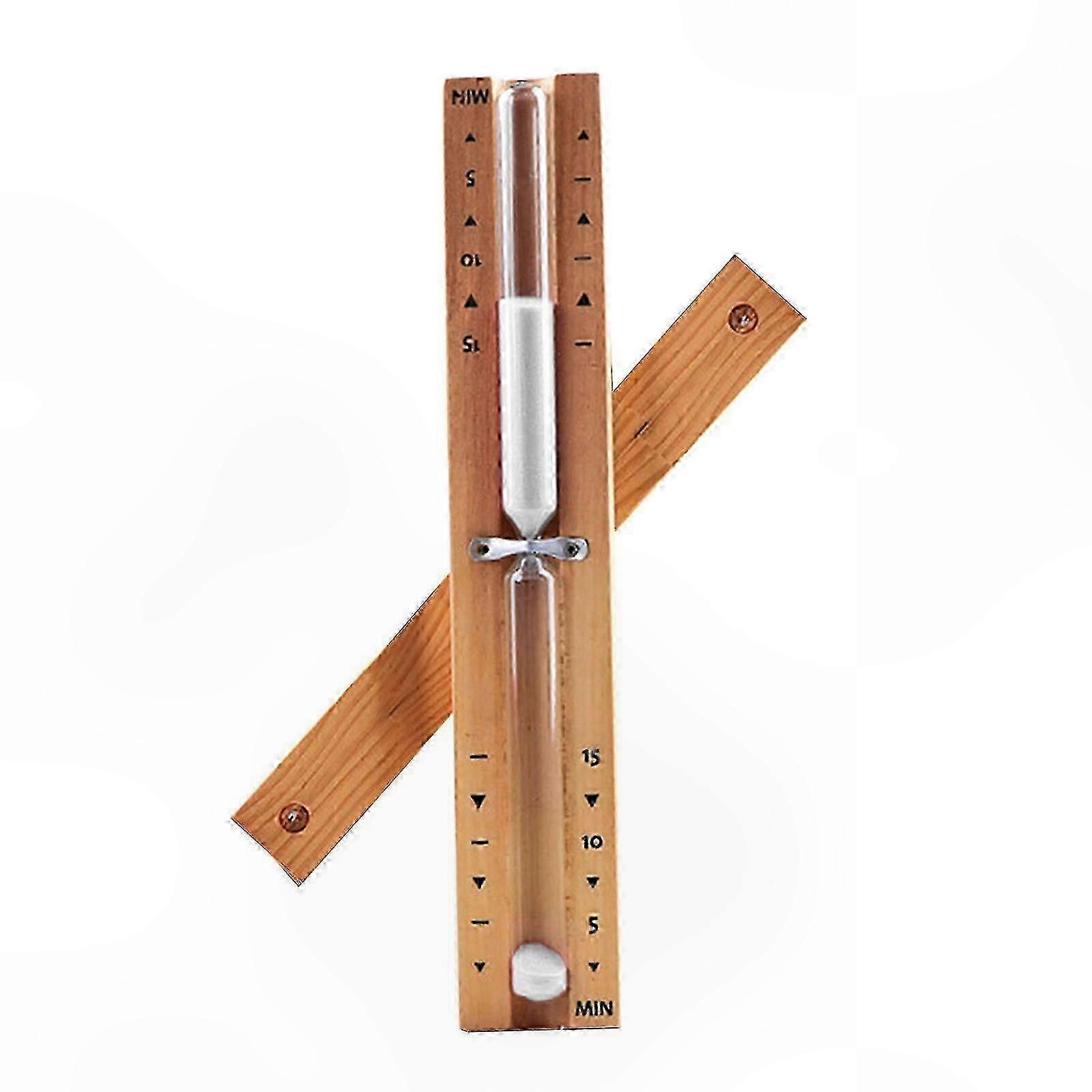 Wooden Sauna Timer 15min Sandglass Clock Wall Mounted Rotating