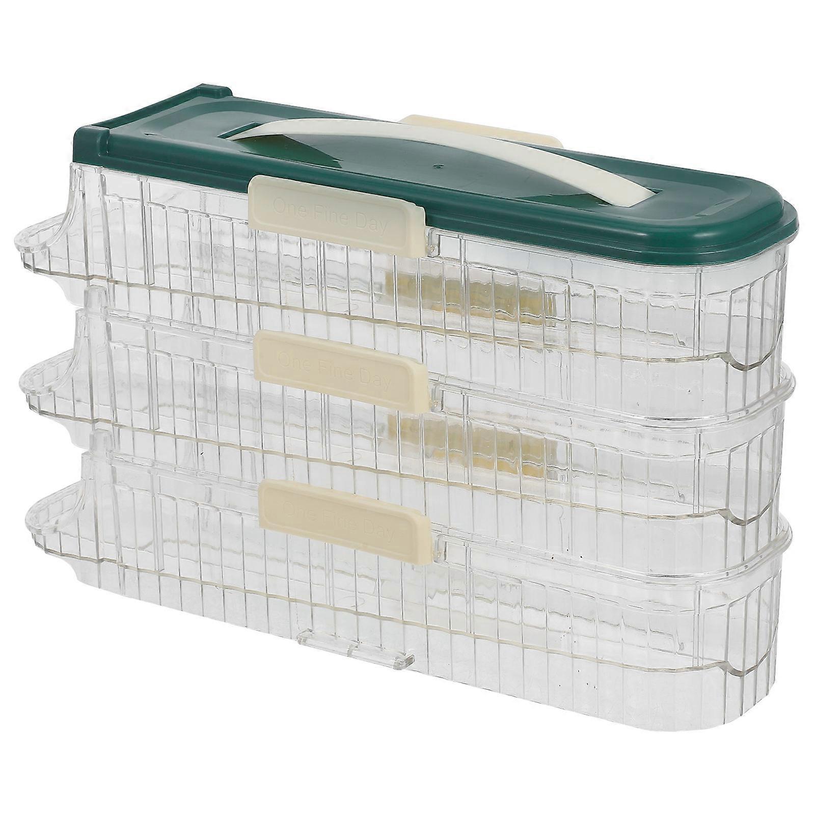 Automatic Rolling Egg Storage Organizer For Refrigerator Green Three Layer Plastic Tray Holder With Side Door Sealing 2Pcs