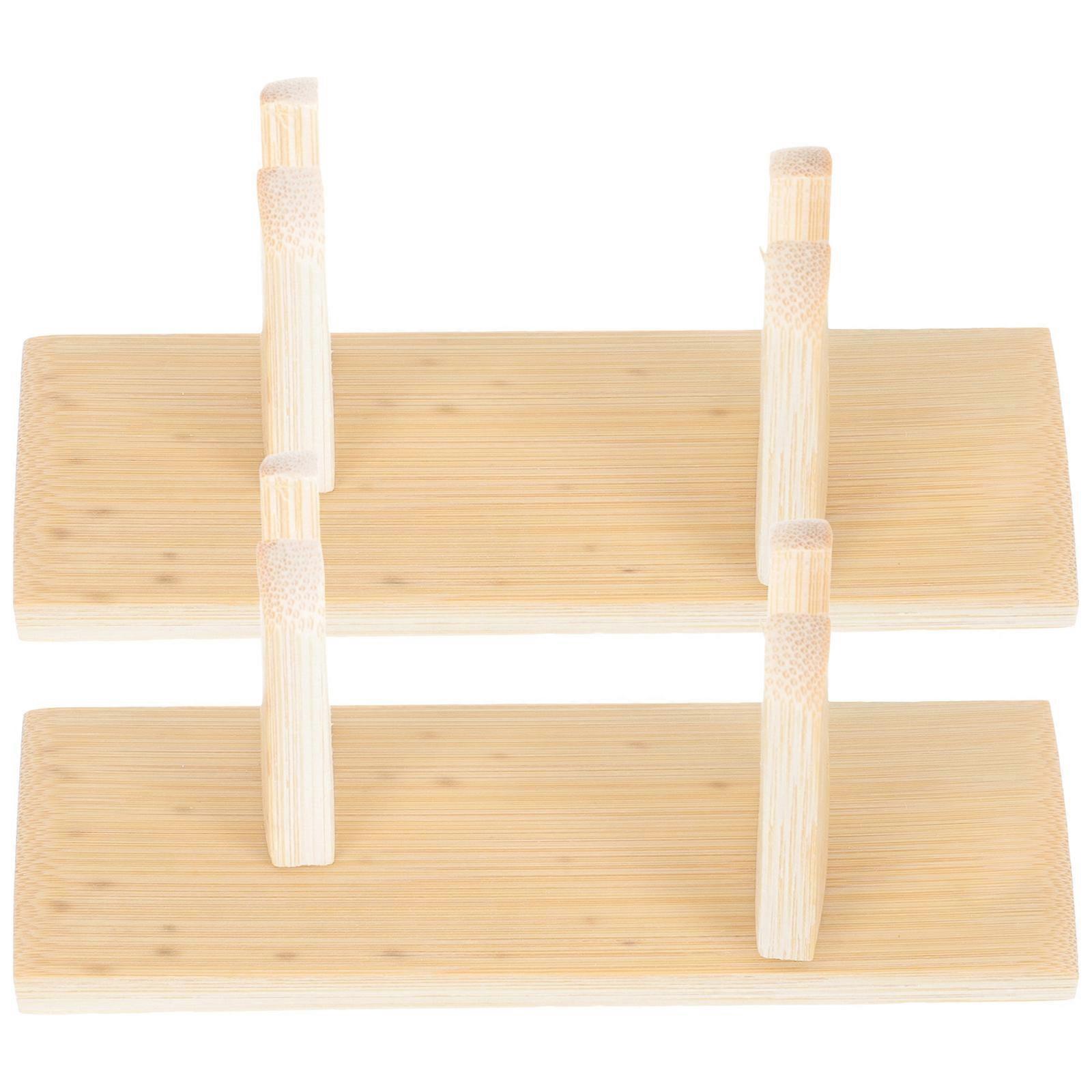 Fan Display Stand 6 Pcs Traditional Fan Holder Rectangular Wooden Rack Japanese Style Display For Bedroom Decoration