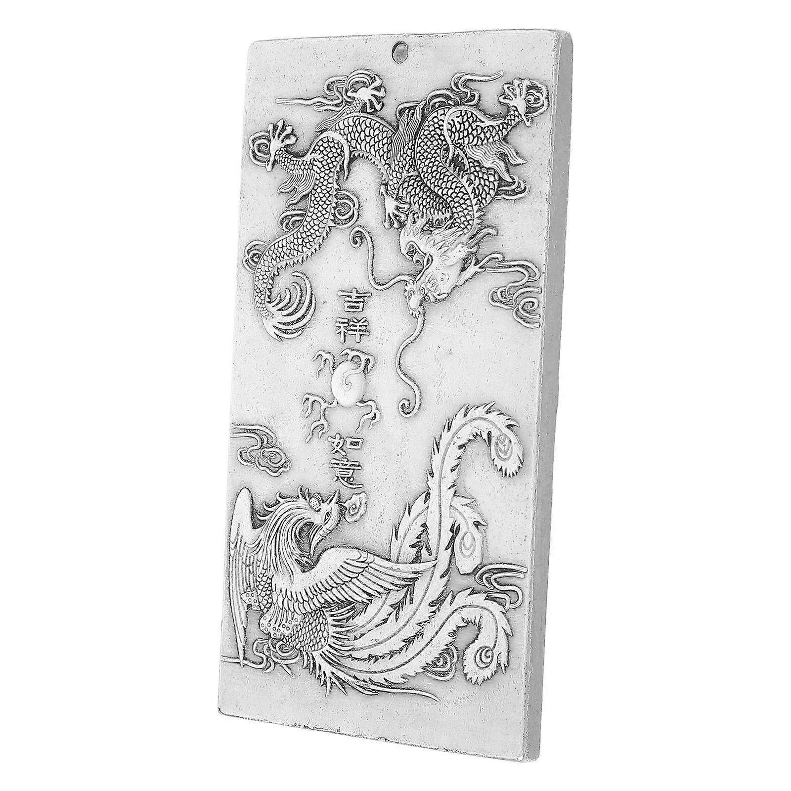 Dragon and Phoenix Charm Bagua Hanging Ornament for Feng Shui Home Decoration 1Set