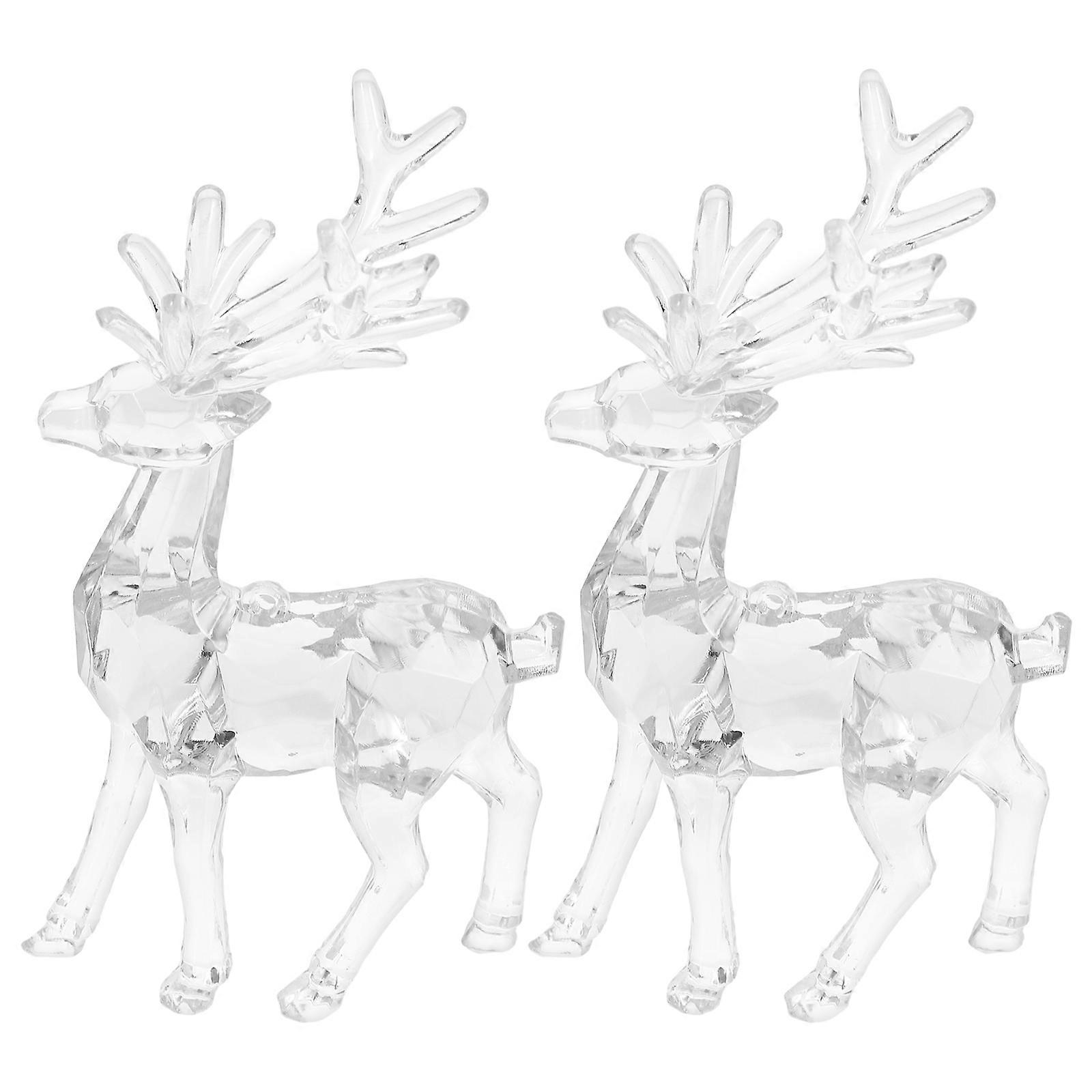 Christmas Hanging Acrylic Elk Ornament for Home 6Pcs Transparent Tree Decor