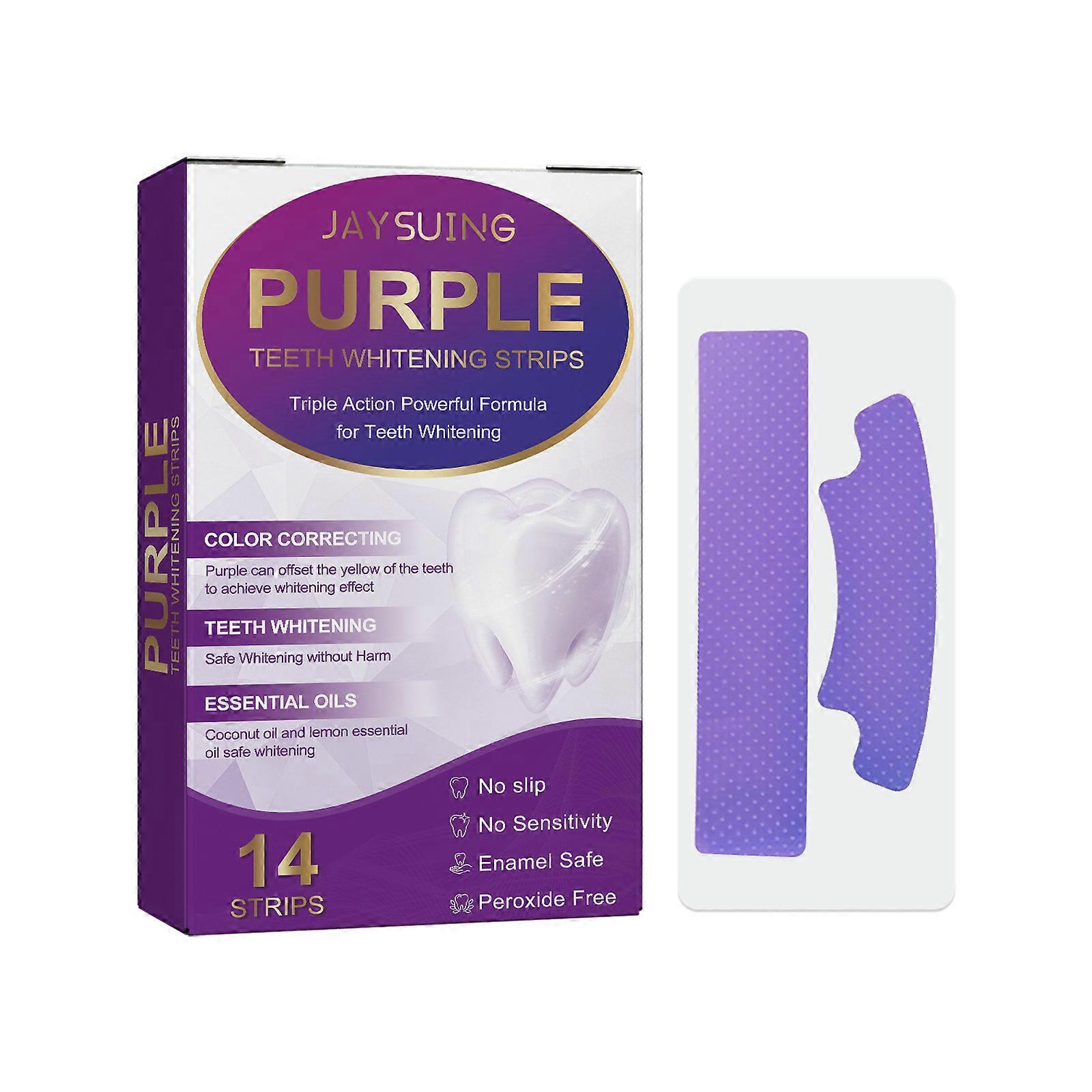 Purple Teeth Whitening Strips, Enamel Safe Teeth Whitener Color Correcting Strips, Sensitive Friendly Teeth Whitening Strips