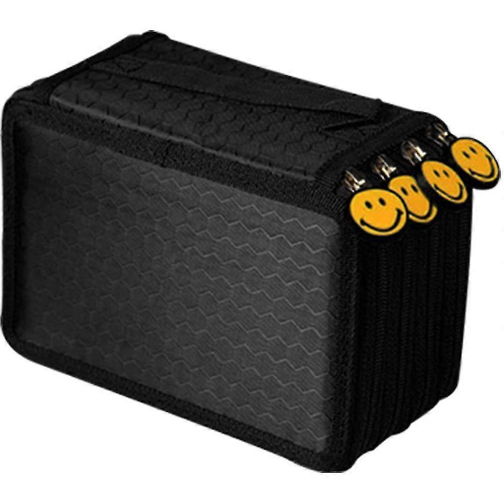 2025 HJyang Black Pencil Case With 4 Compartments Holding 72 Pens OYT