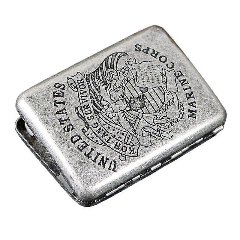 Brass Cigarette Box 16 Thick Pack Antique Silver Knurling Navy Pattern