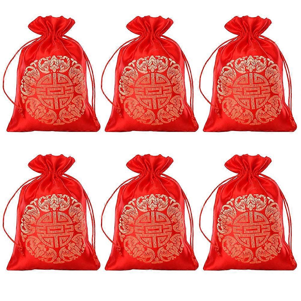 Wedding Candy Bags Brocade Drawstring Bag for Wedding Use 60Pcs Pouch