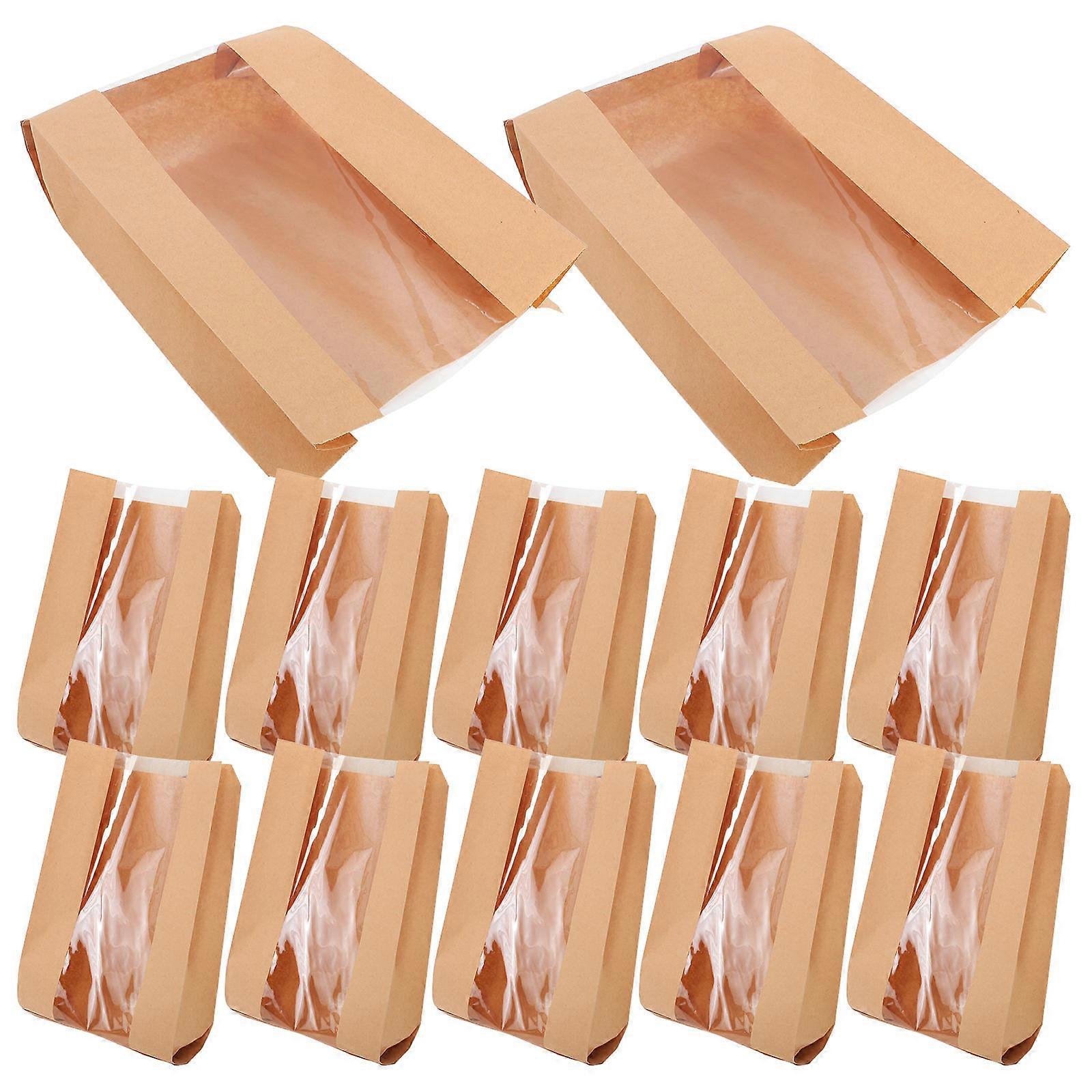 Paper Bread Bags Bulk Rectangular Simple Look Kitchen Laminated Paper Food Storage 50Pcs