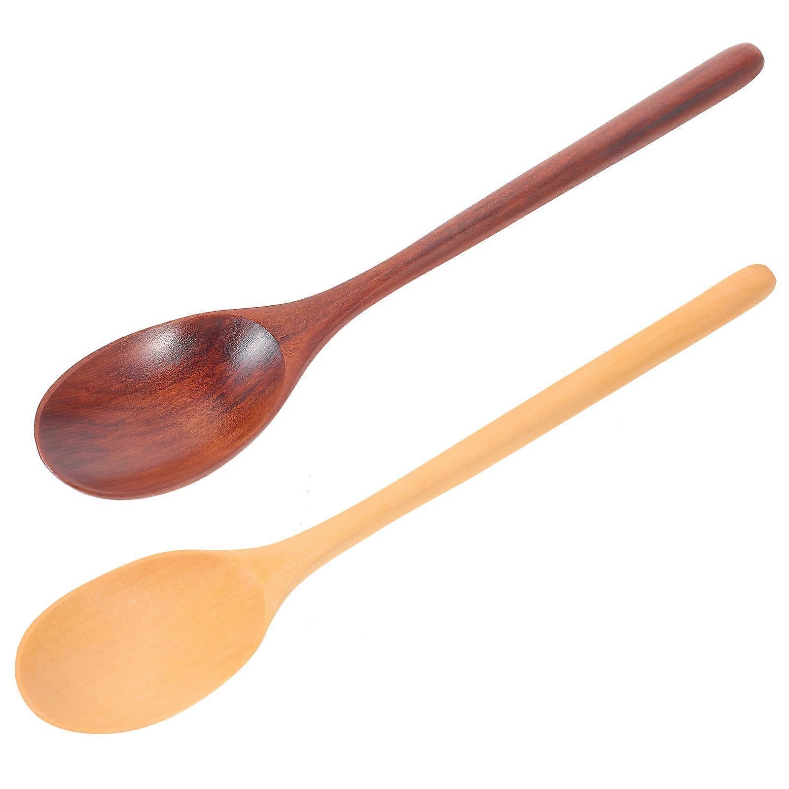 Wooden Cooking Spoon 2Pcs In Assorted Color For Home Users And Restaurants Featuring Long Handle And Mixing Function