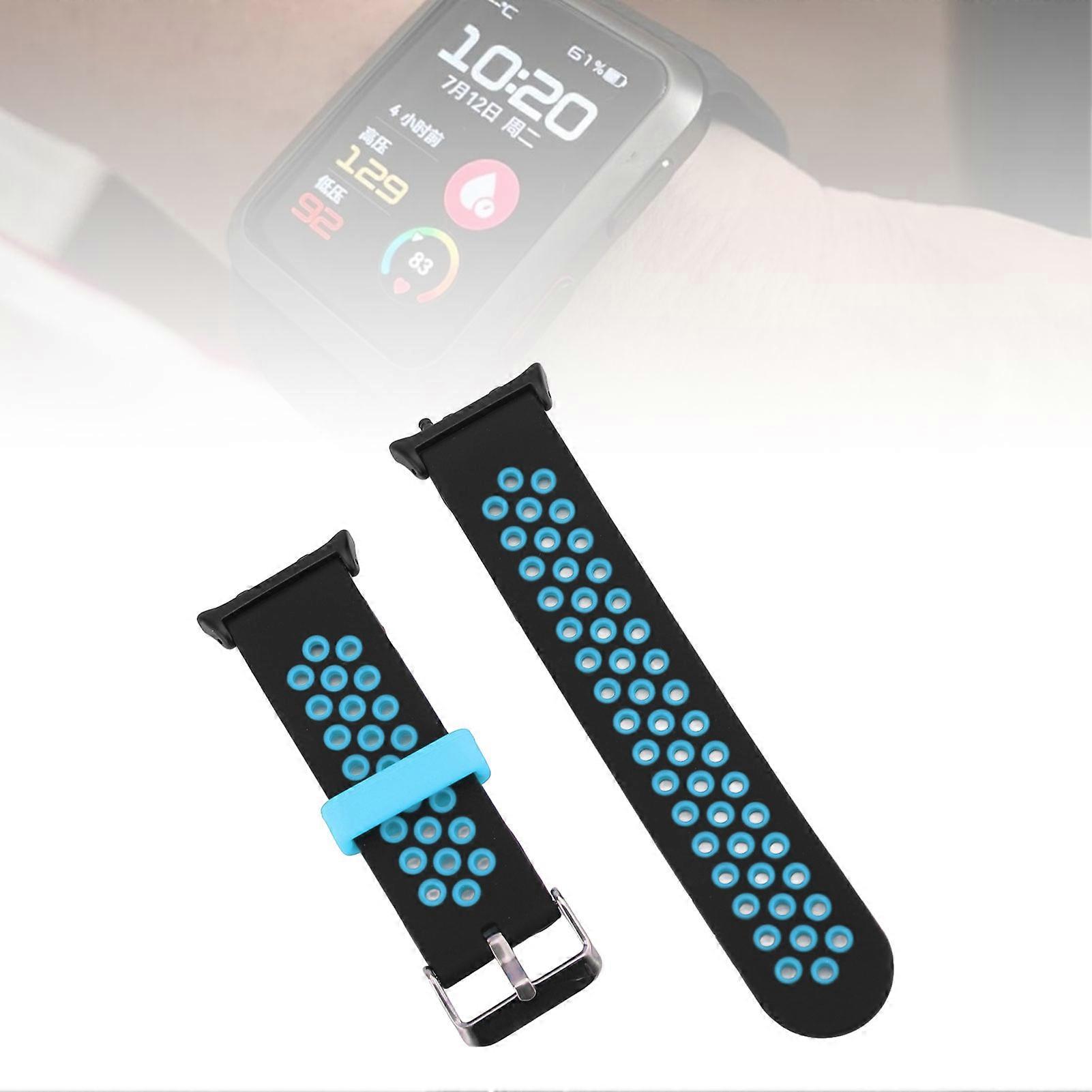 Silicone Watch Band 22x2.2cm Quick Release Adjustable Black Blue