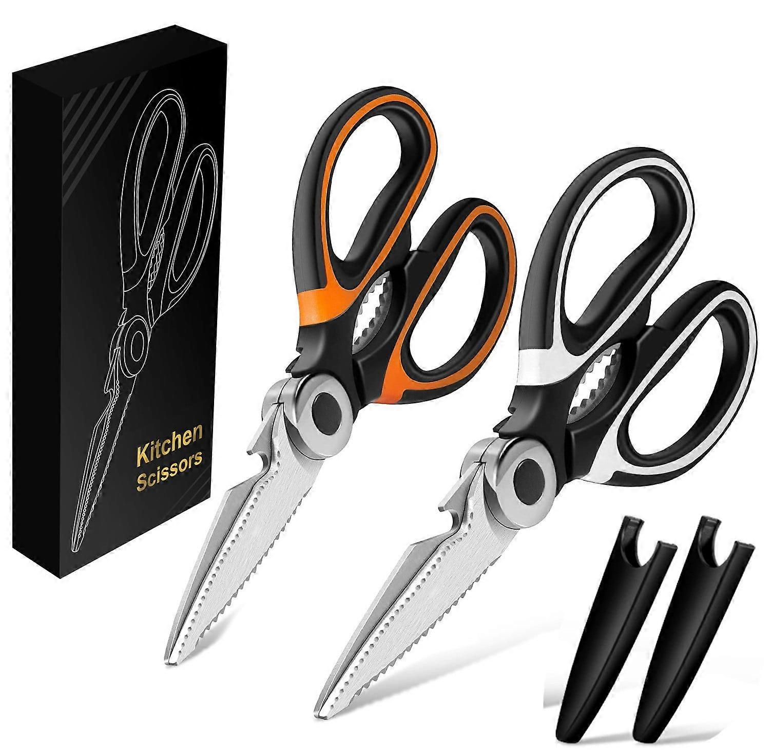 KQJQS 2PCS Kitchen Scissors Set, compatible with Sharp Stainless Steel, Heavy-Duty & Versatile for Kitchen Use