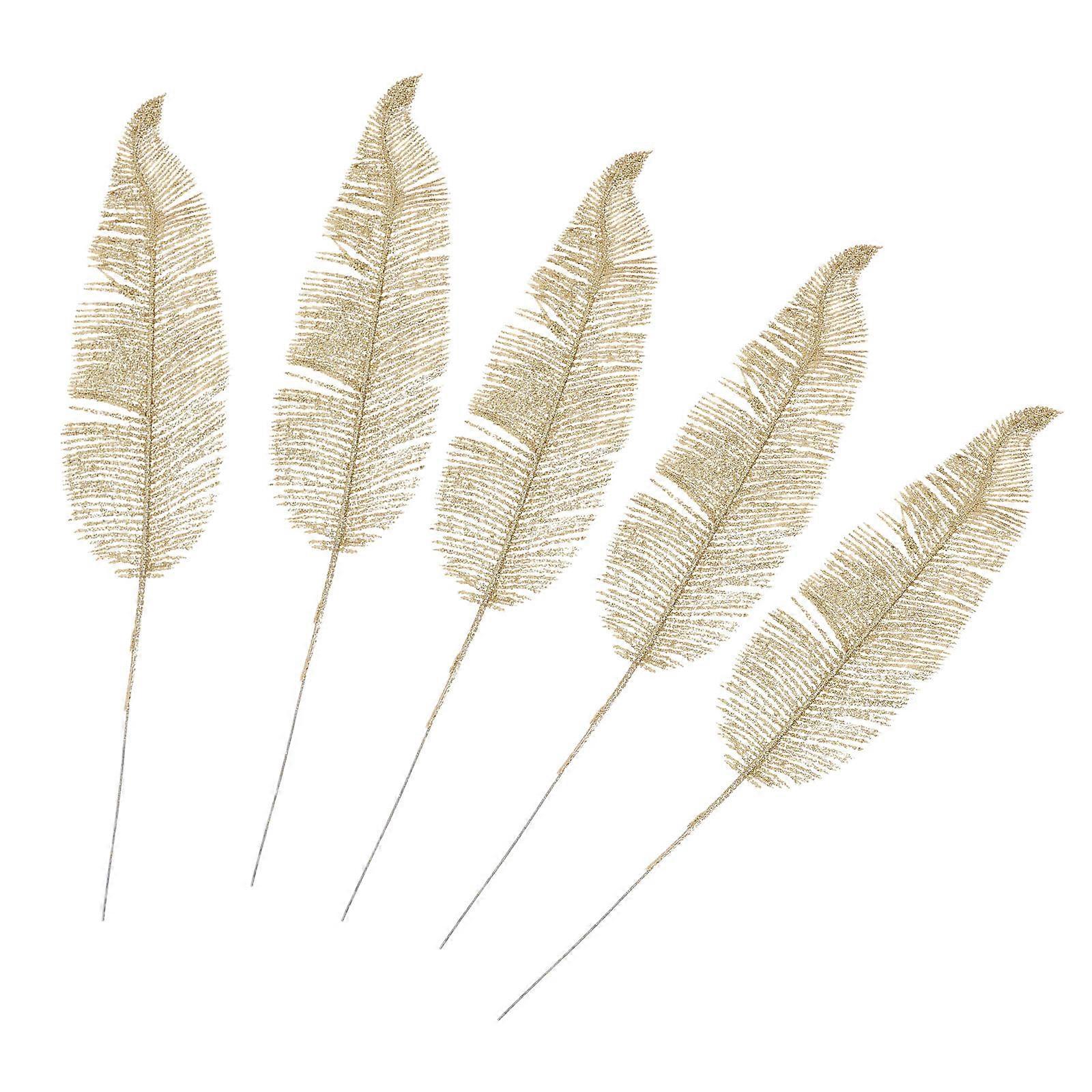 Artificial Glitter Leaves Xmas Decoration Plastic Leaves 10Pcs Set