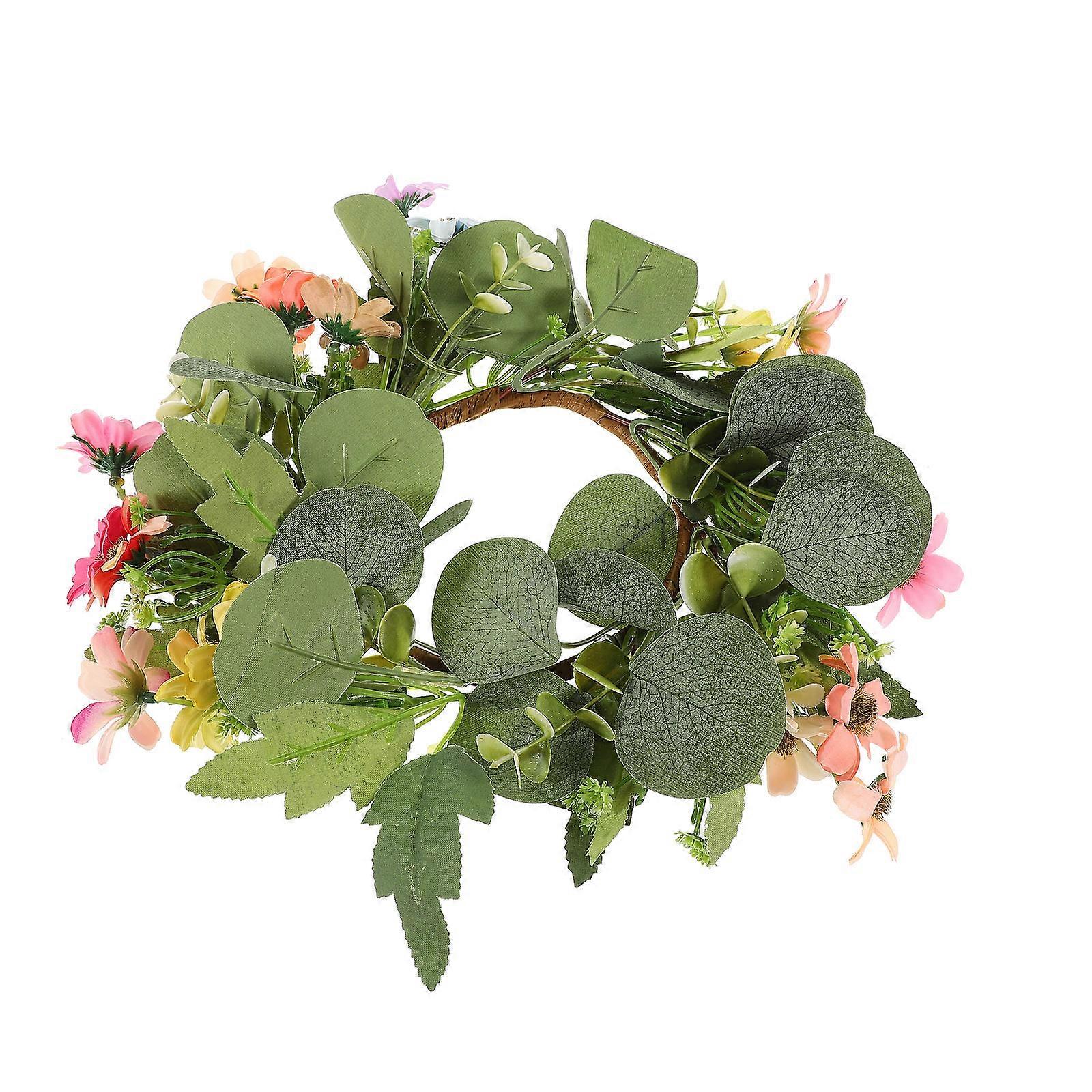 Artificial Eucalyptus Leaf Wreath for Front Door Hanging 2Pcs Pink Decor