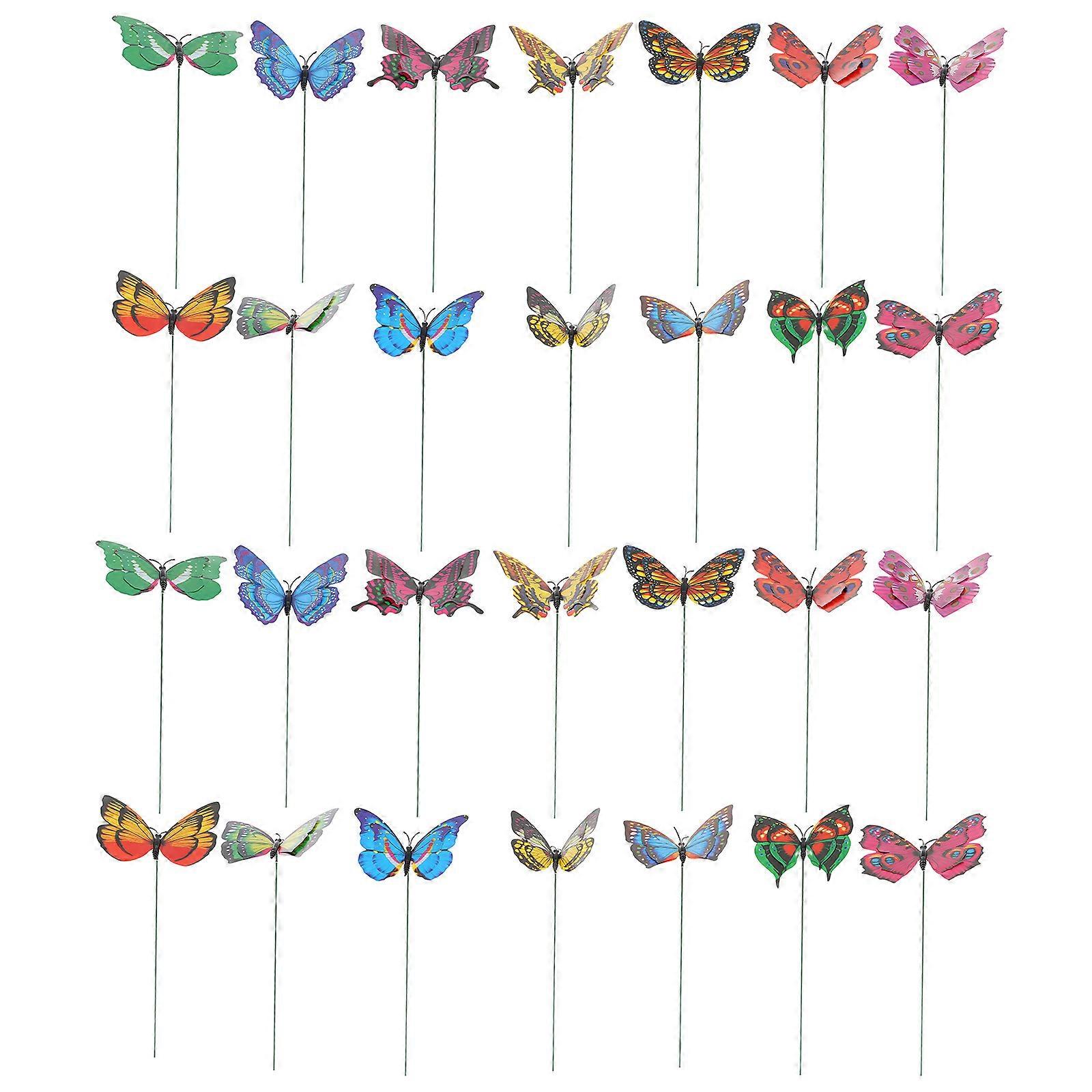 Realistic Butterfly Decoration 50Pcs For Homeowners Garden Decor Featuring 3D Stereoscopic Design And Easy Soil Insertion