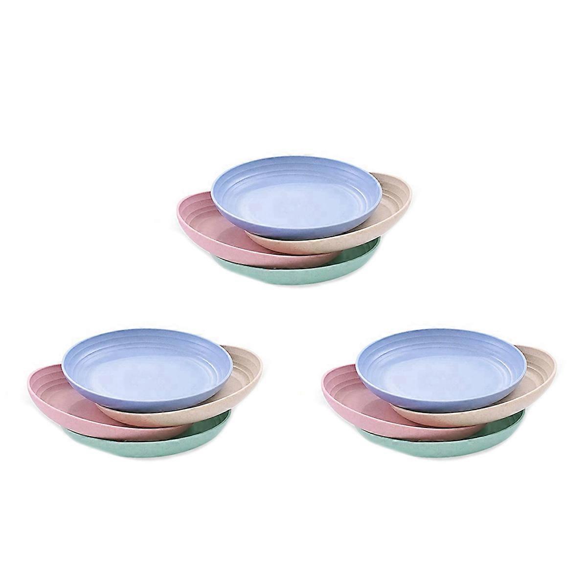 4Pcs 10 Inch Wheat Straw Deep Dinner Plates - Plastic Dinner Plates