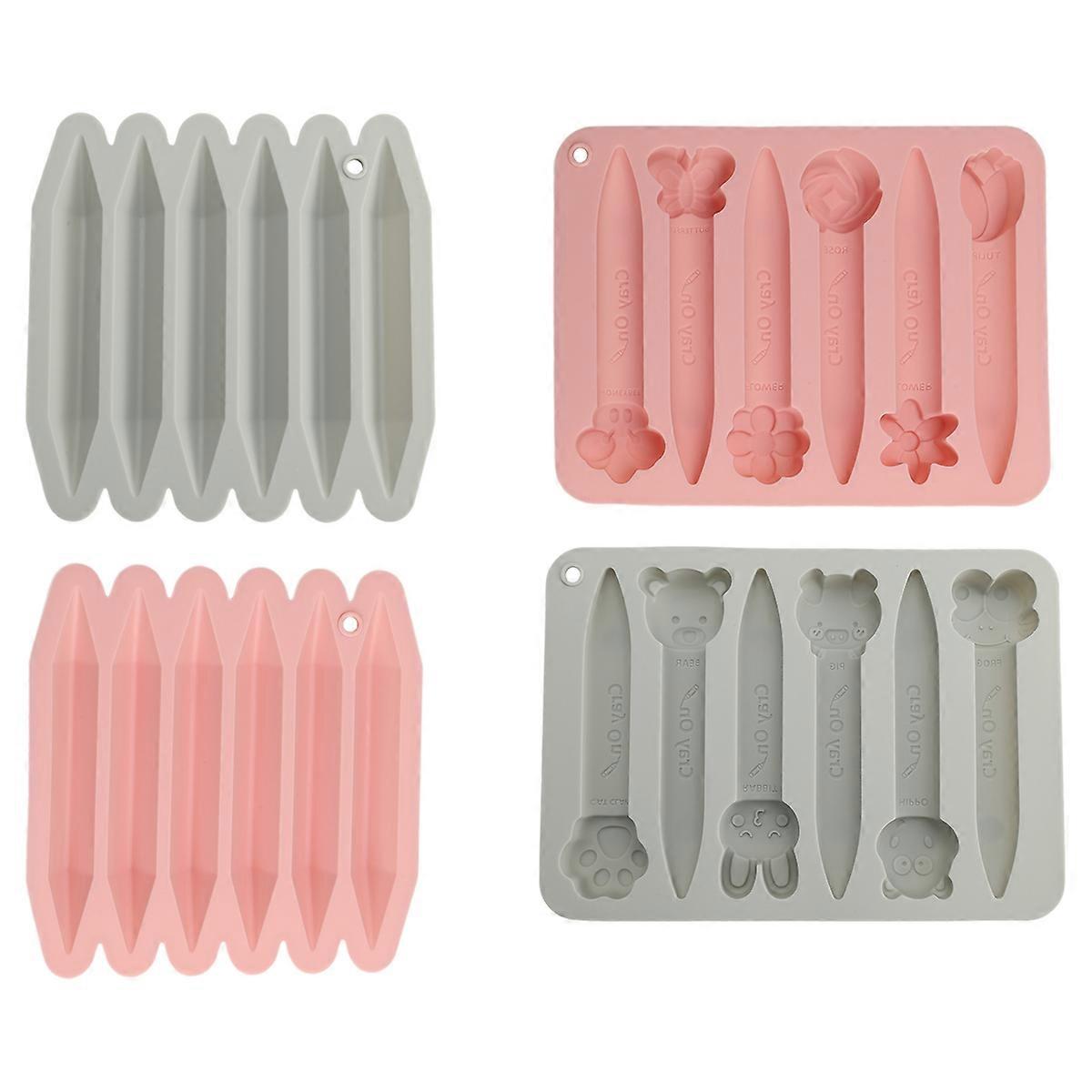 4 Pack Assorted Crayon Mold Cavities 3D Crayon Silicone Mold
