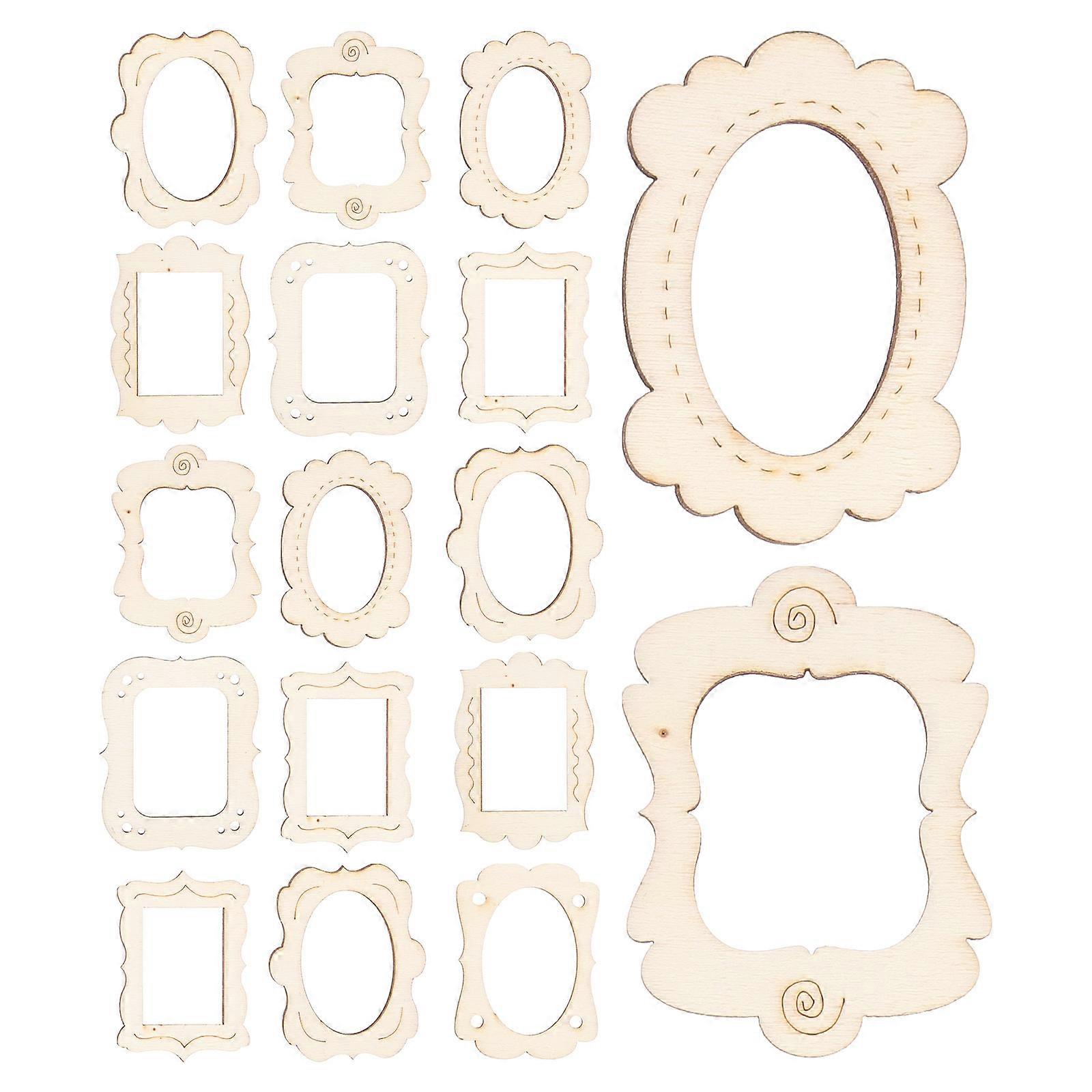 Wood Photo Frame Pendants for DIY Craft Projects 80Pcs Set
