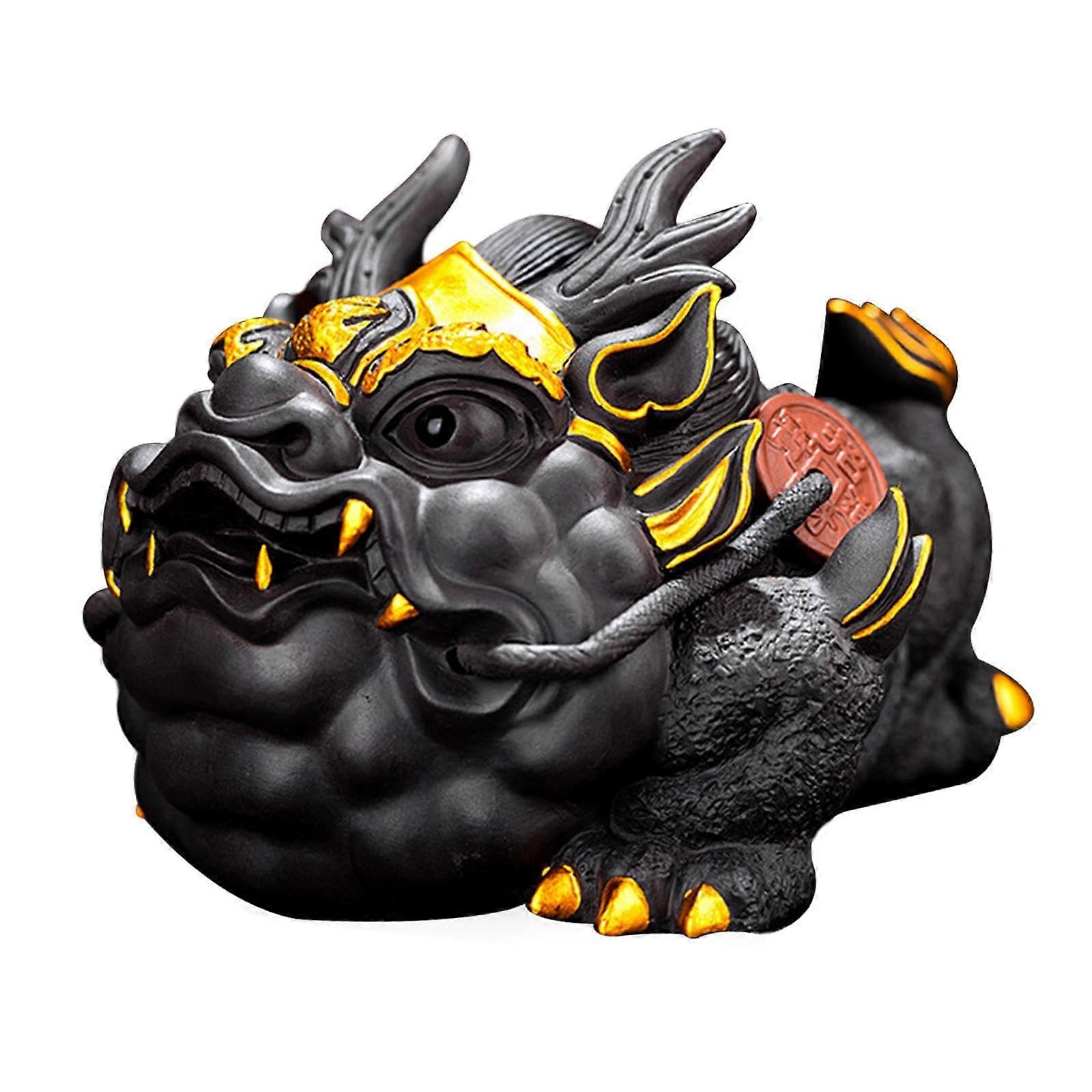 Toad Tea Pet Sculpture Toad Statue Figurine For Bedroom Table Centerpiece Tea Room Gold And Black