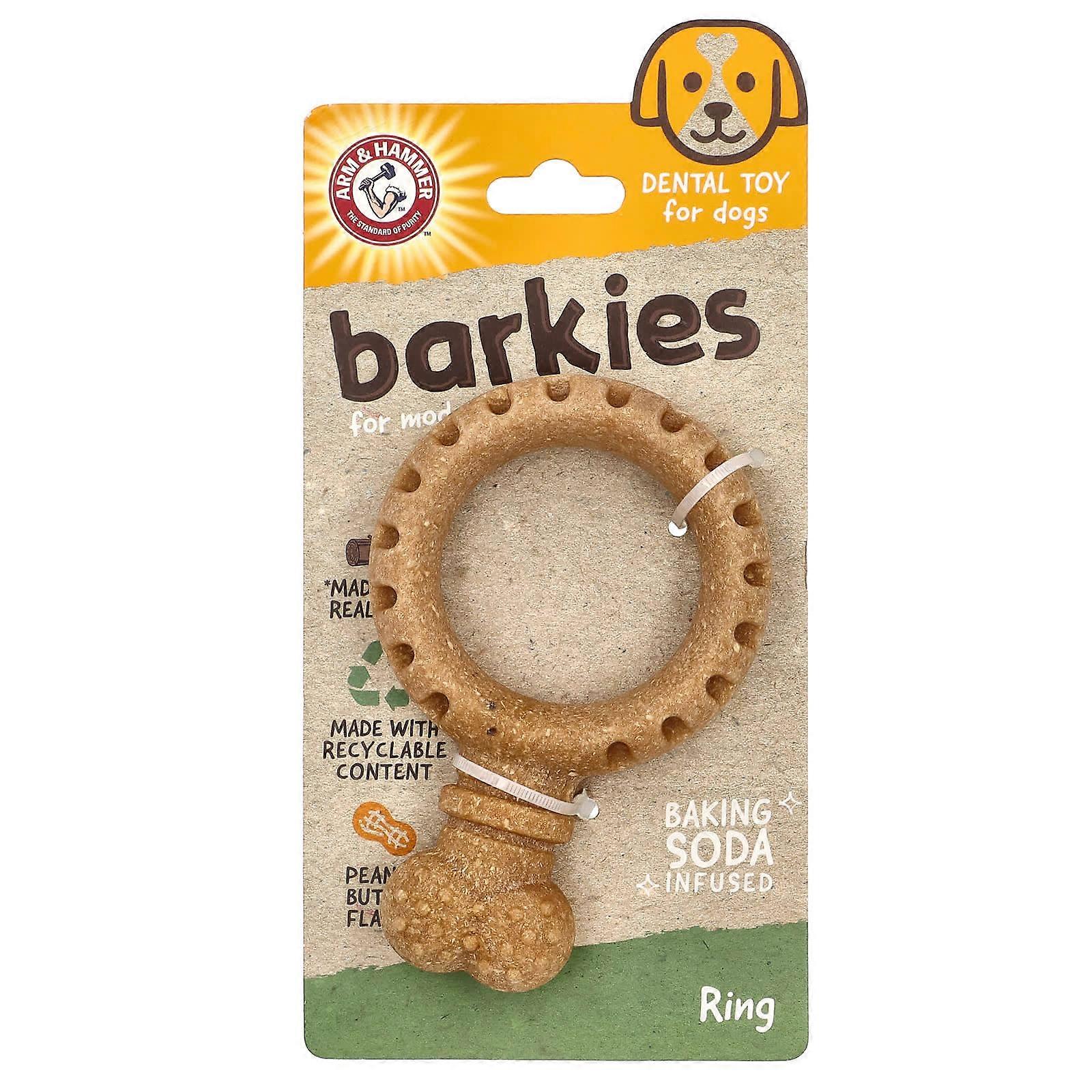 Barkies for Moderate Chewers, Dental Toy for Dogs, Ring, Peanut Butter, 1 Toy