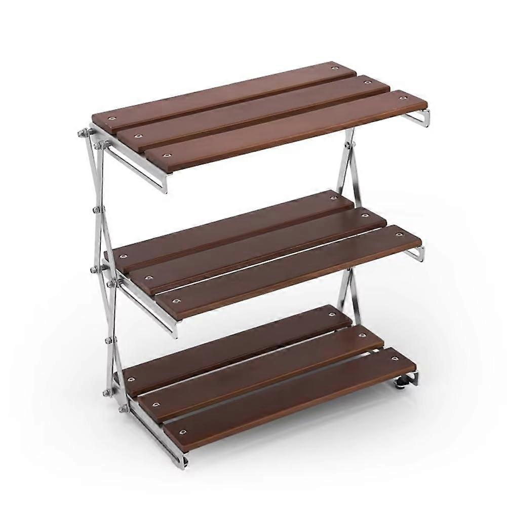 Portable Folding Camping Table Three Tier Oak Rack Lightweight Outdoor BBQs And Camping Table