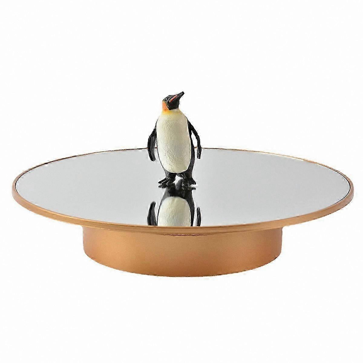 360° Rotating Gold Mirror Display Turntable, 25cm Panoramic Stand for Enhanced Viewing Experience