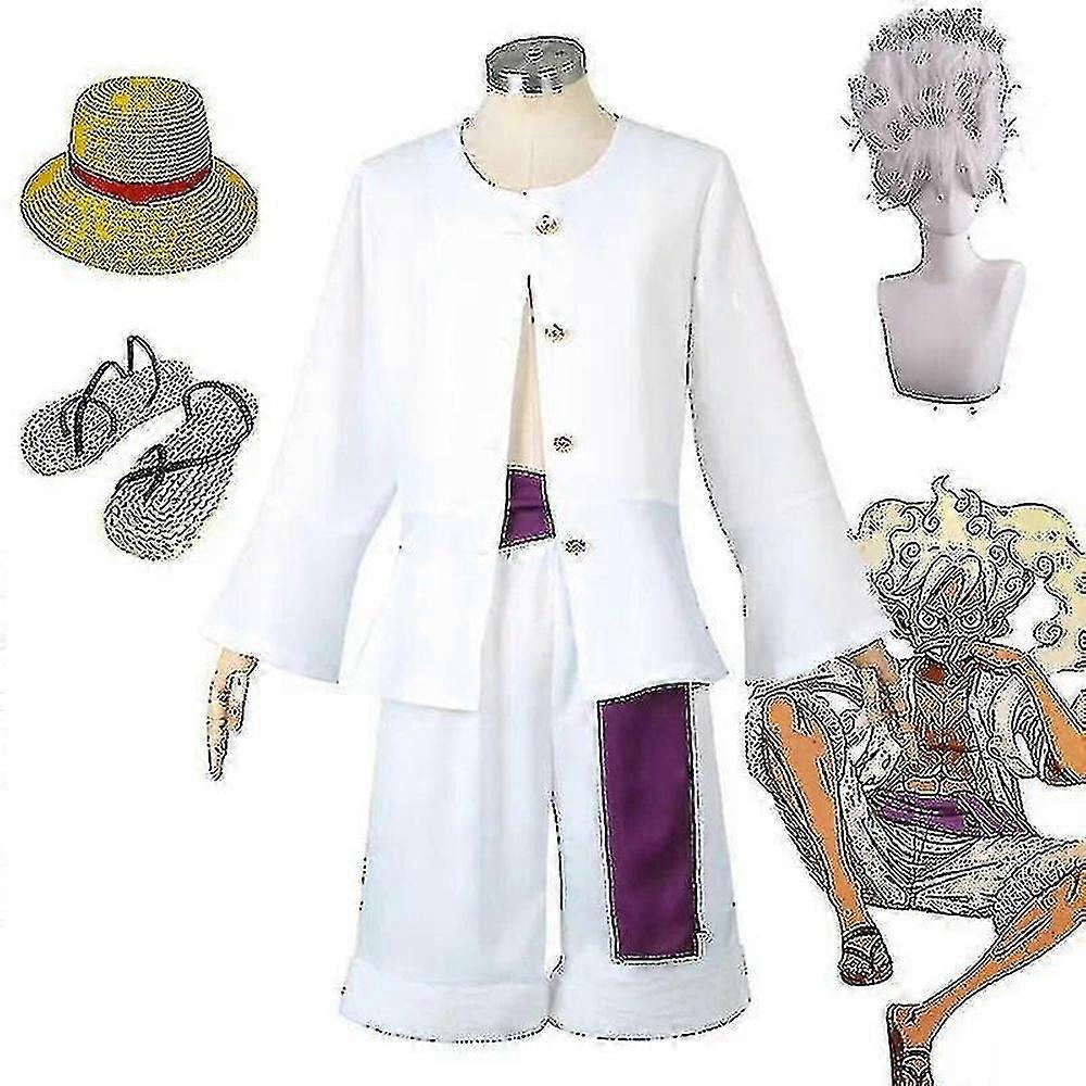 Monkey D. Luffy Cosplay Costume Set with Kimono and Straw Hat for Christmas