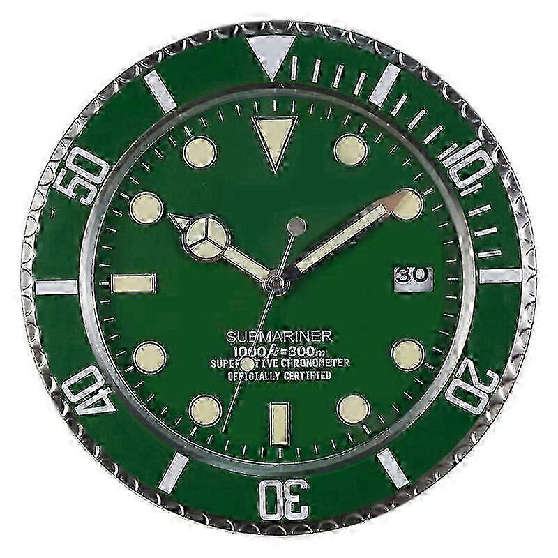 2025 Rolex Submariner Wall Clock Suitable for dining room, living room, studio, etc. (with calendar display) (green)