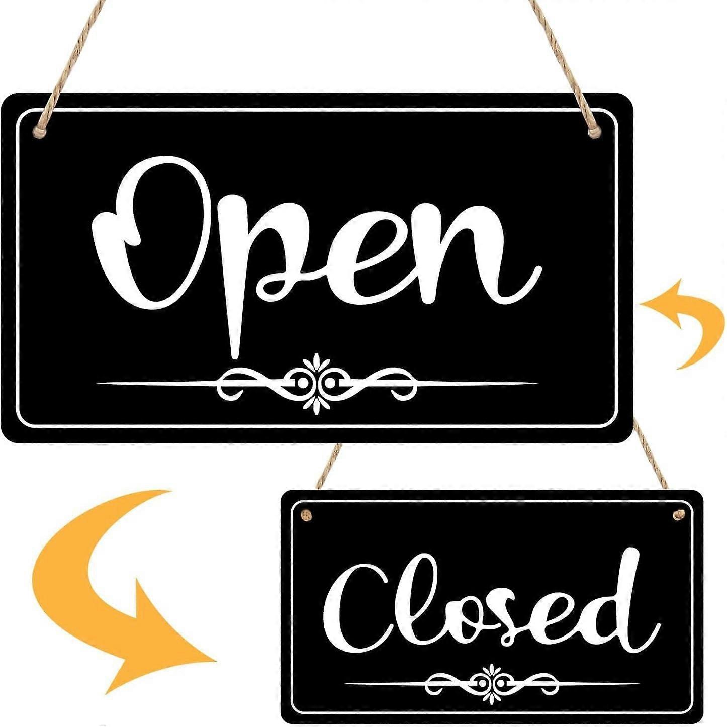 Double Sided Open Closed Sign With Business Hours