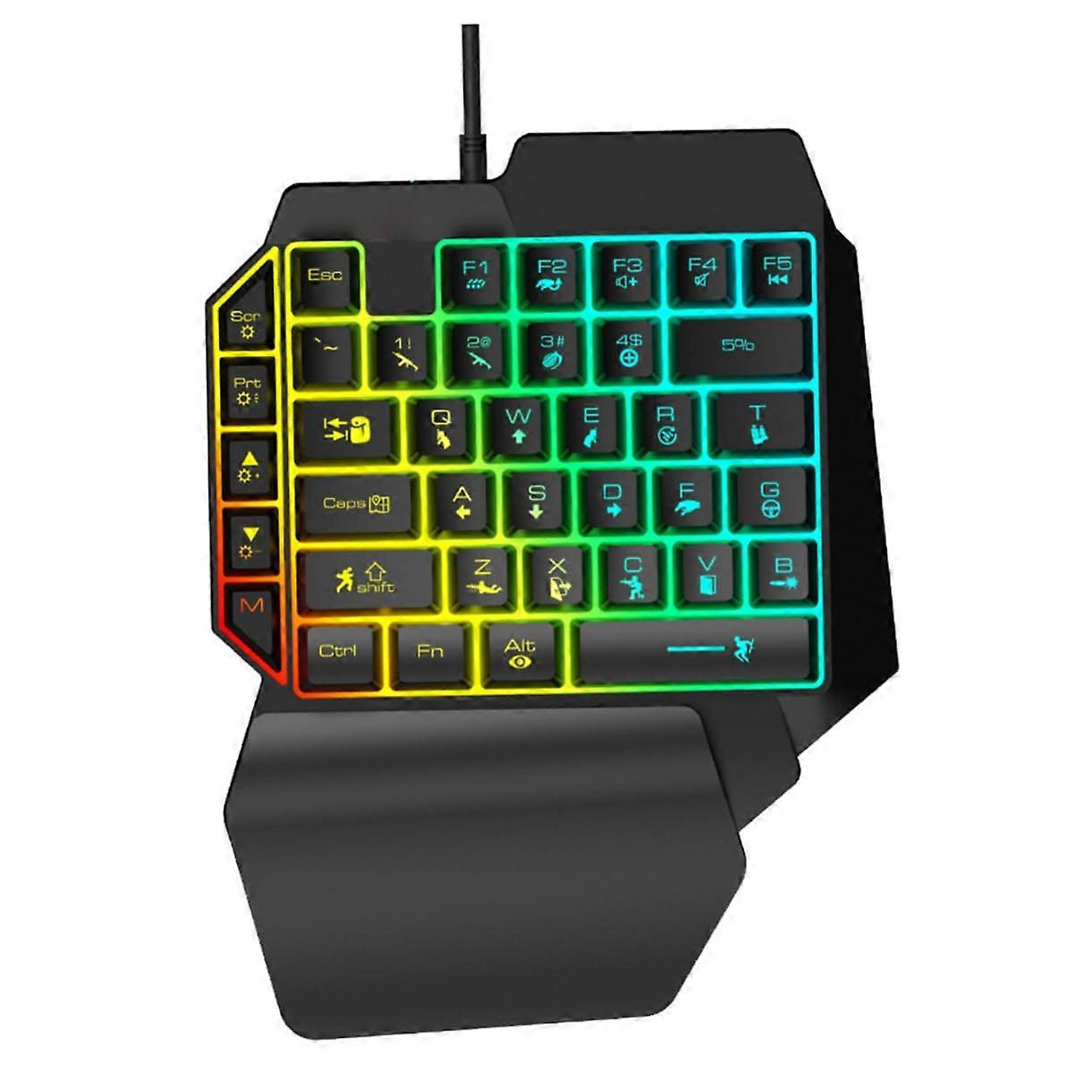 Left Hand Mechanical Gaming Keyboard RGB Backlit Single Hand Control Keypad For Laptop And PC Home Use