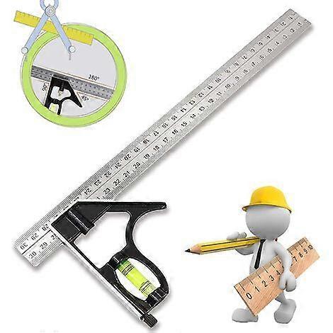 Combination Square Combination Square Adjustable Combination Angle Ruler Stainless Angle Square with Bubble Level - Professional Measuring Tool, for E