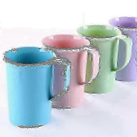 Set Of 4pcs Plastic Mugs With Handle, Unbreakable Plastic Coffee Cups (4 Colors, 301-400ml)-Good
