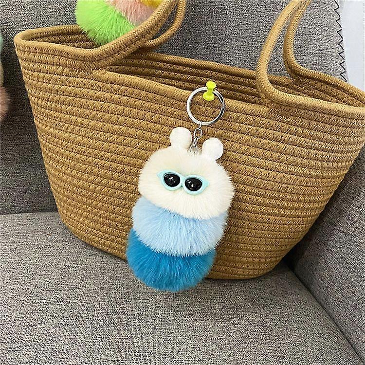 Cute Caterpillar Keychain Plush Toy Creative Car Keychain Bag Charm Gift