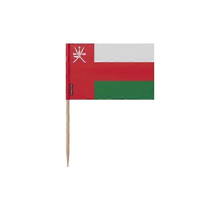 Oman Flag Toothpicks - 8 cm - 100 pieces - Adhesive plastic - Bamboo stick - Pixelforma