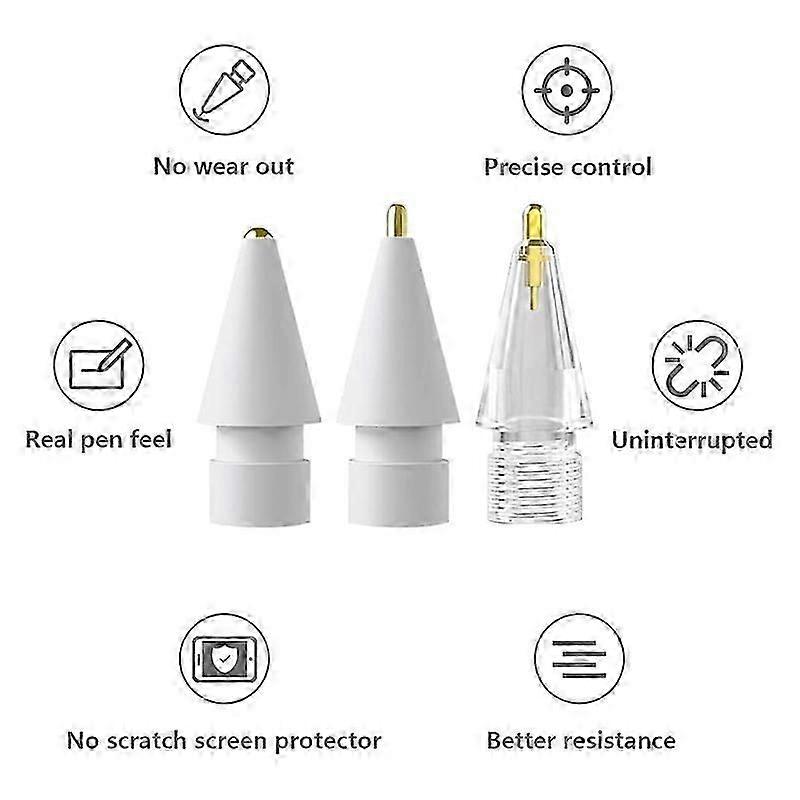 3 Pack Pencil Tips for Apple Pencil ,3 Styles No Wear Out Fine Point Precise Control Compatible with