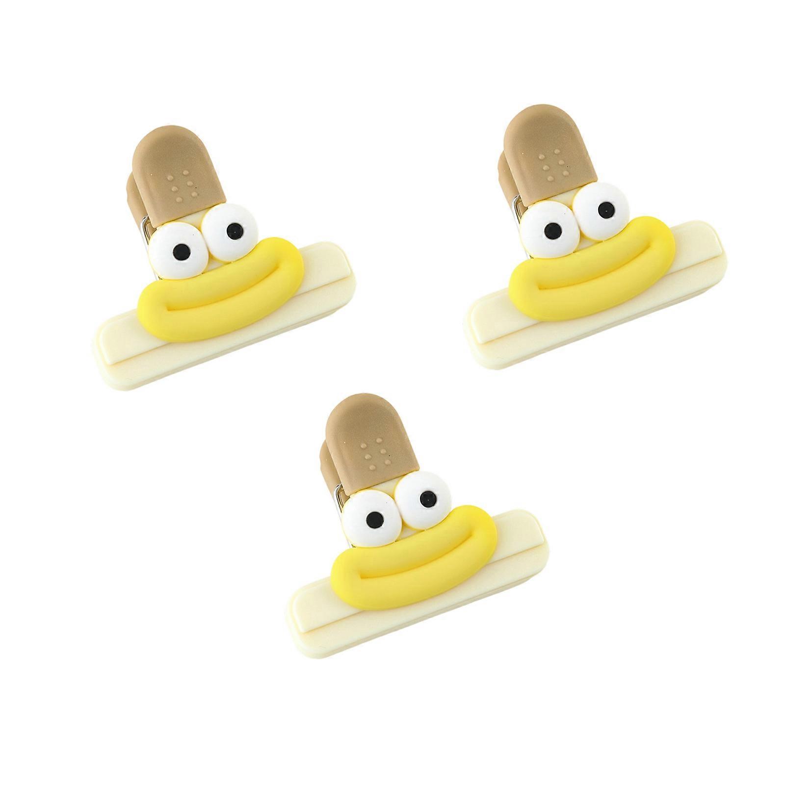 Set of 3 Small Bag Clips with Silicone Handle Multipurpose Clip for Sealing Chip and Snacks Packs Food Storage Tool  Yellow S