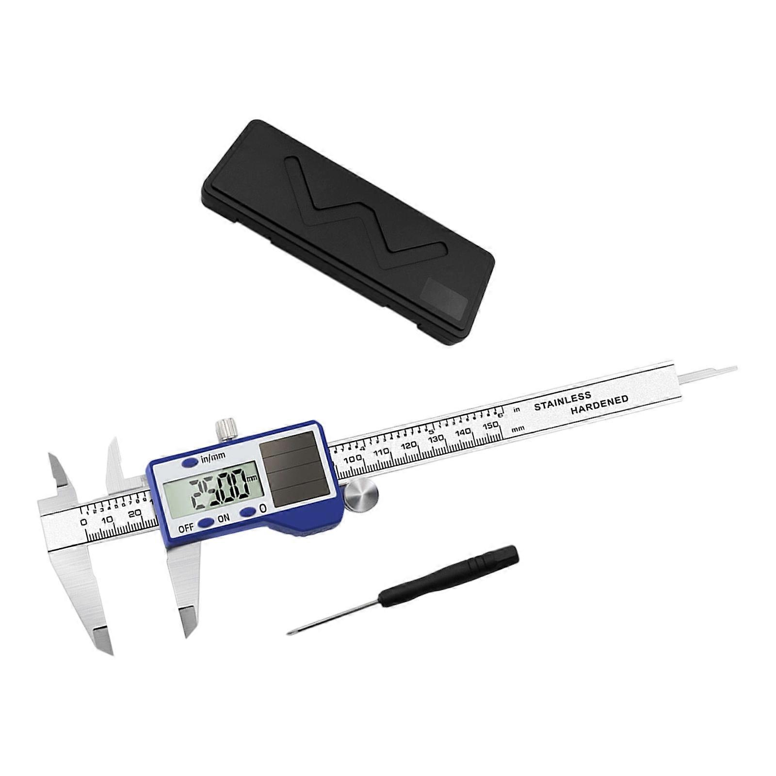 Upgrades Solar PoweredSteel Digital Calipers 150mm with Double Power Supply & Storage Case for for Mechanical Engineering Multicolor