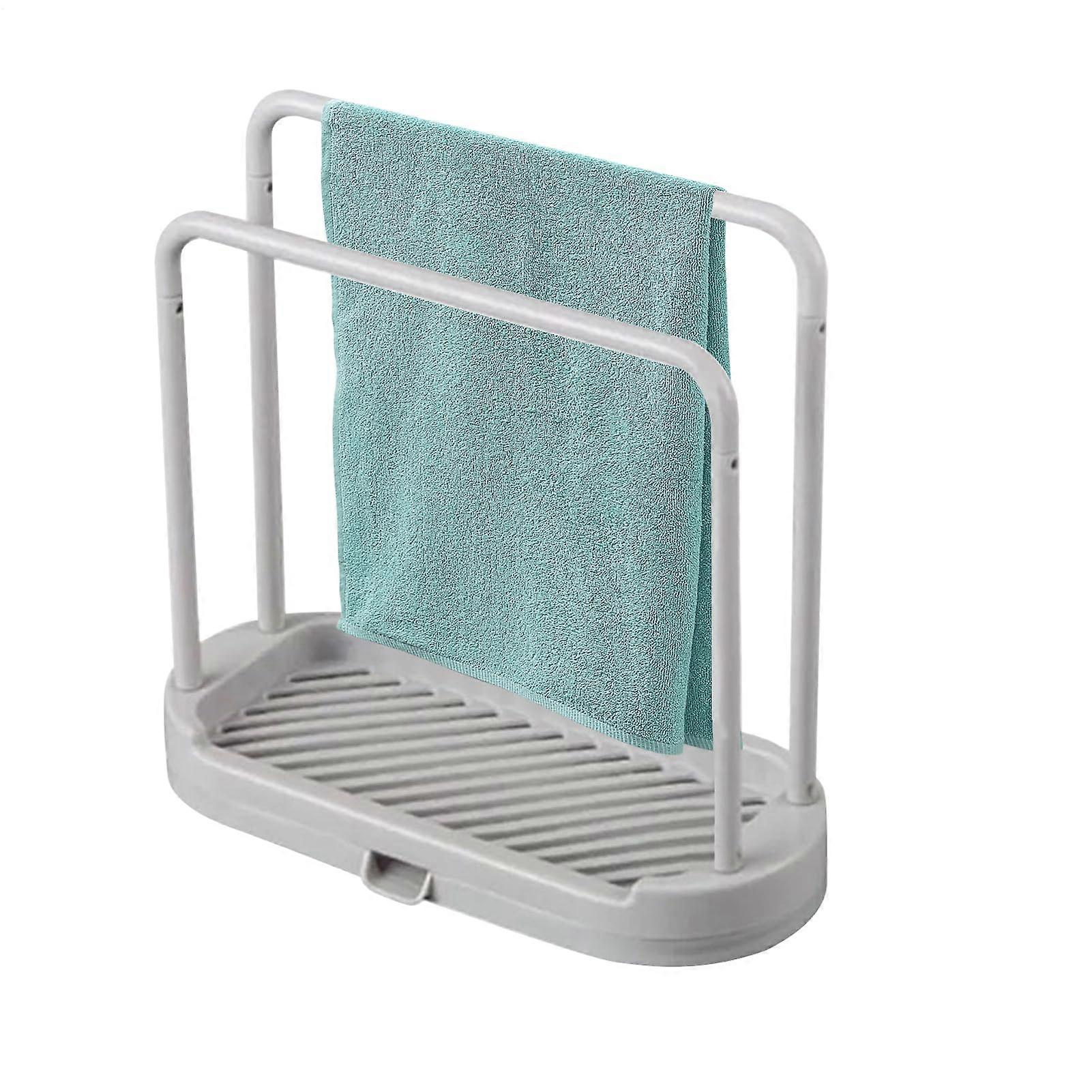 Basin Organizer for Lobe Basin Sink With Tray Grey Finish Over Sink Storage Shelf Fits Most Sinks